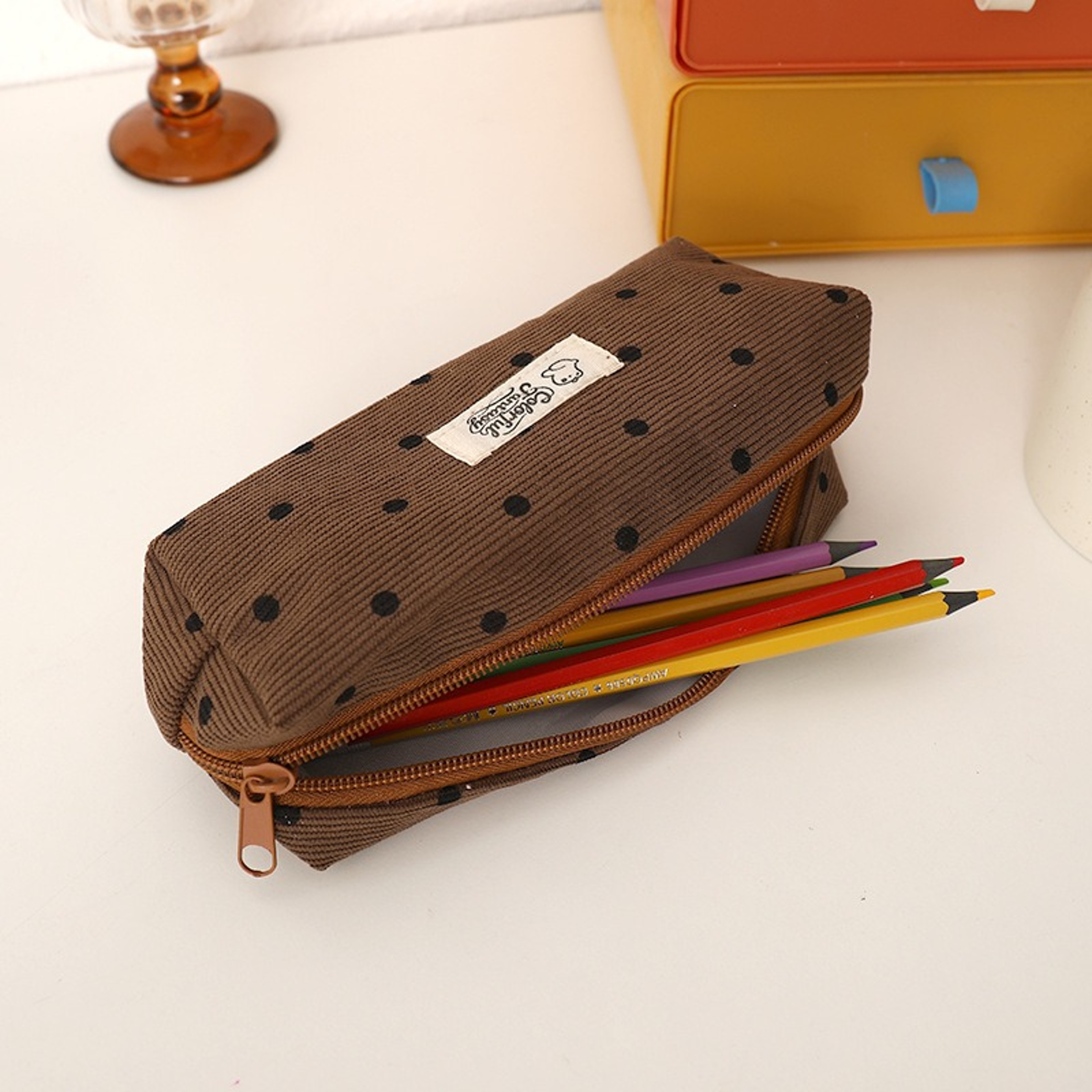 Retro Pencil Pouch Lightweight Small Pen Bag Stationery Organizer Makeup Storage Case 2