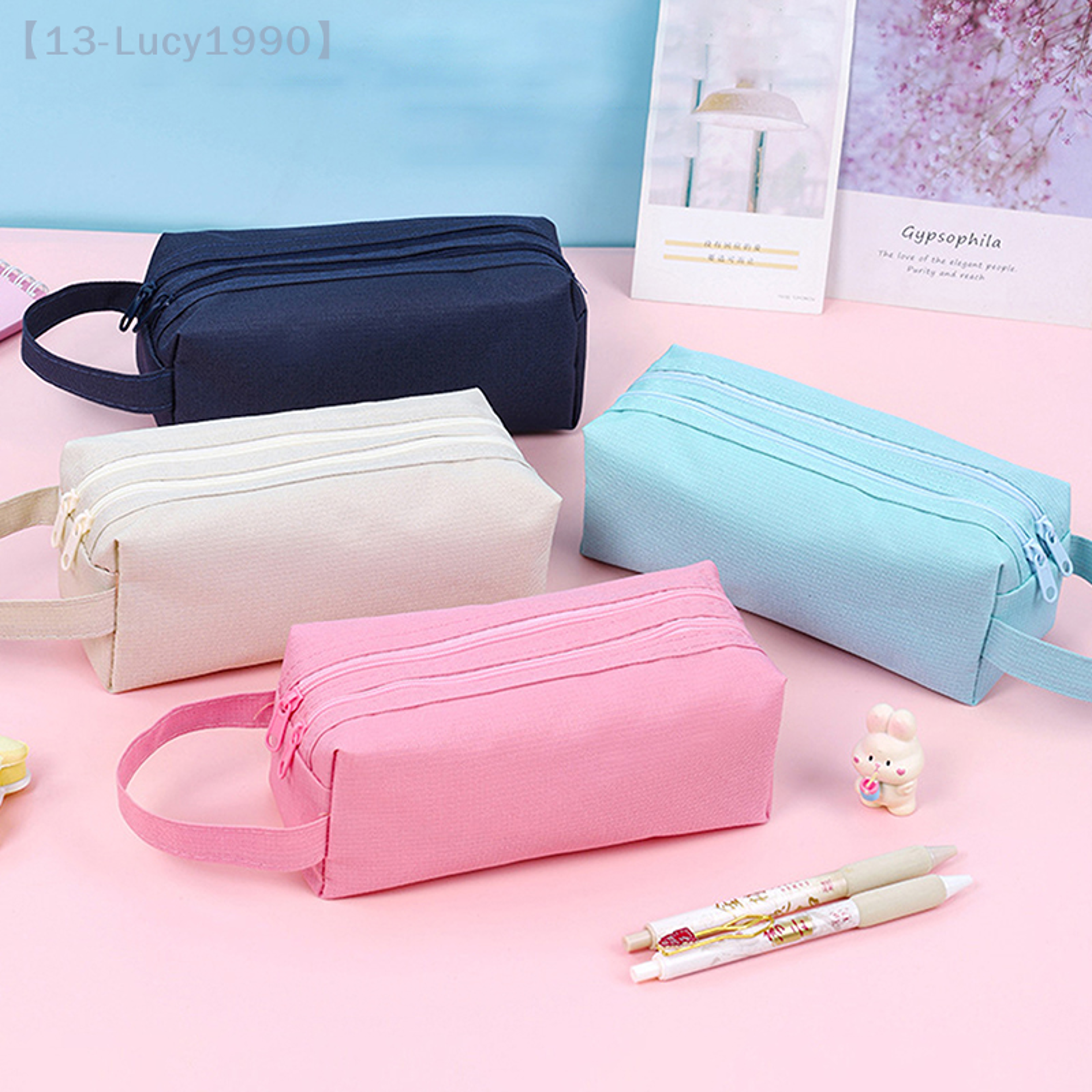 Double Layer Zipper Pencil Case Large Capacity Stationery Storage Bag 1