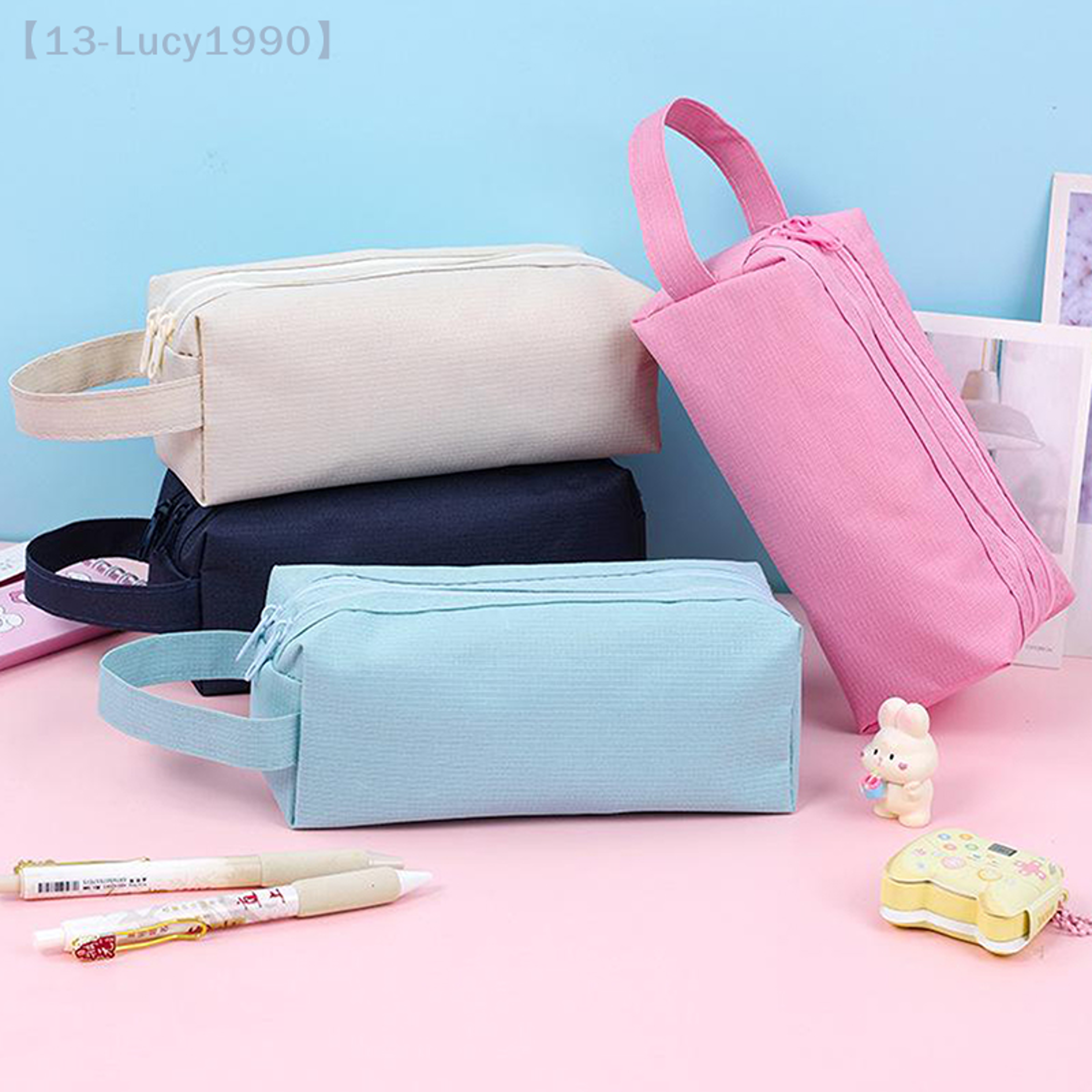 Double Layer Zipper Pencil Case Large Capacity Stationery Storage Bag 3