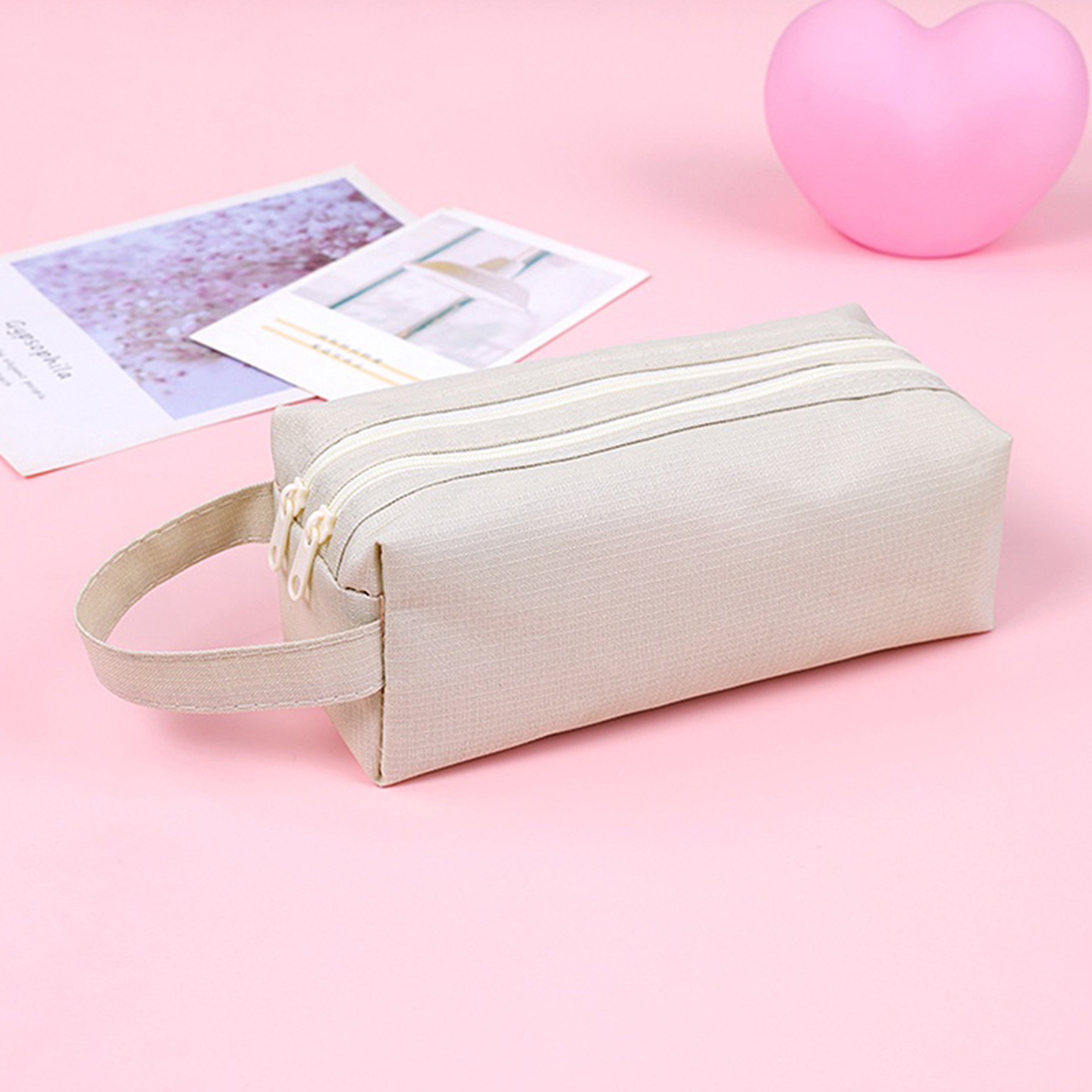 Double Layer Zipper Pencil Case Large Capacity Stationery Storage Bag 7
