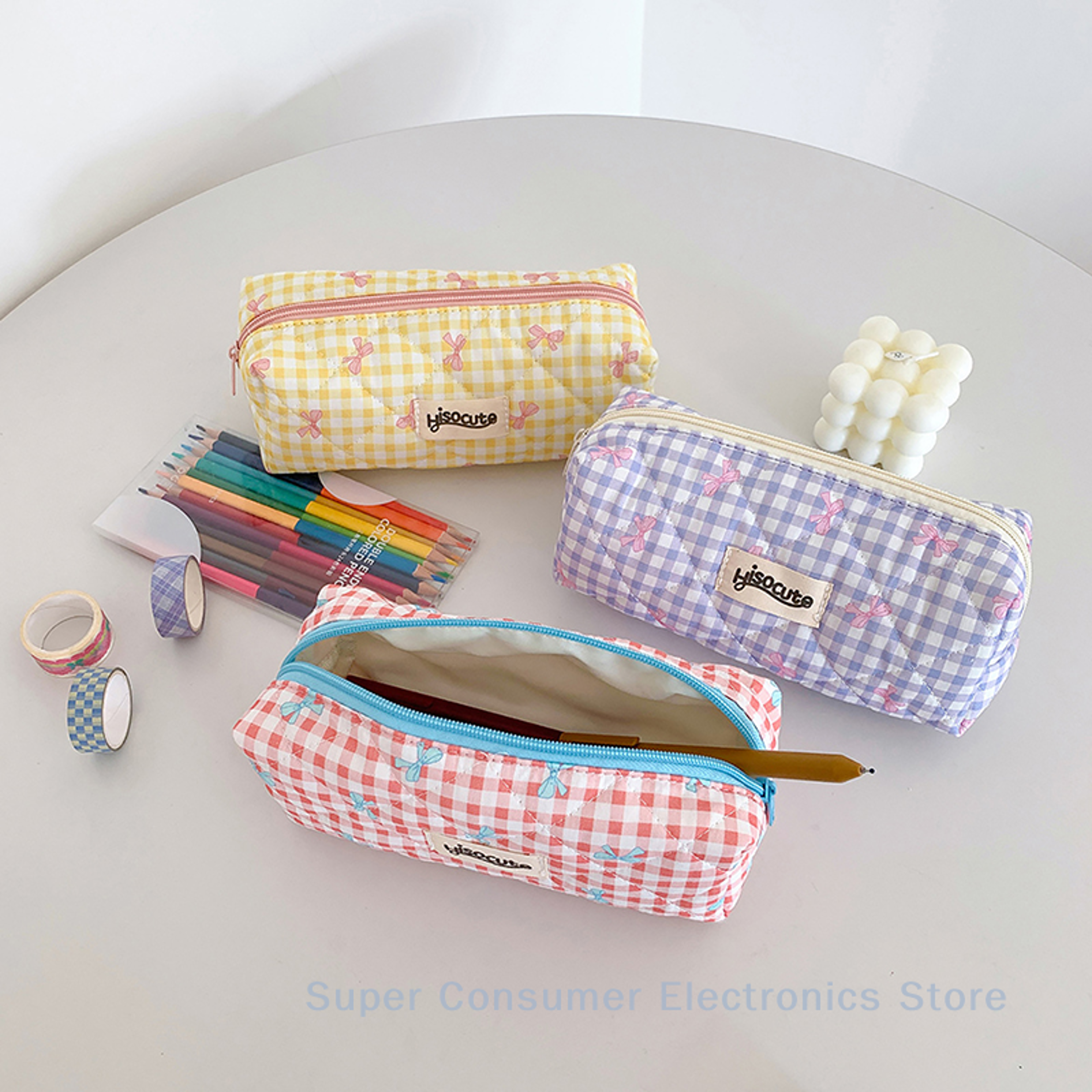 Floral Bow Pencil Case Cute Stationery Storage Bag For School Office Makeup Supplies 1
