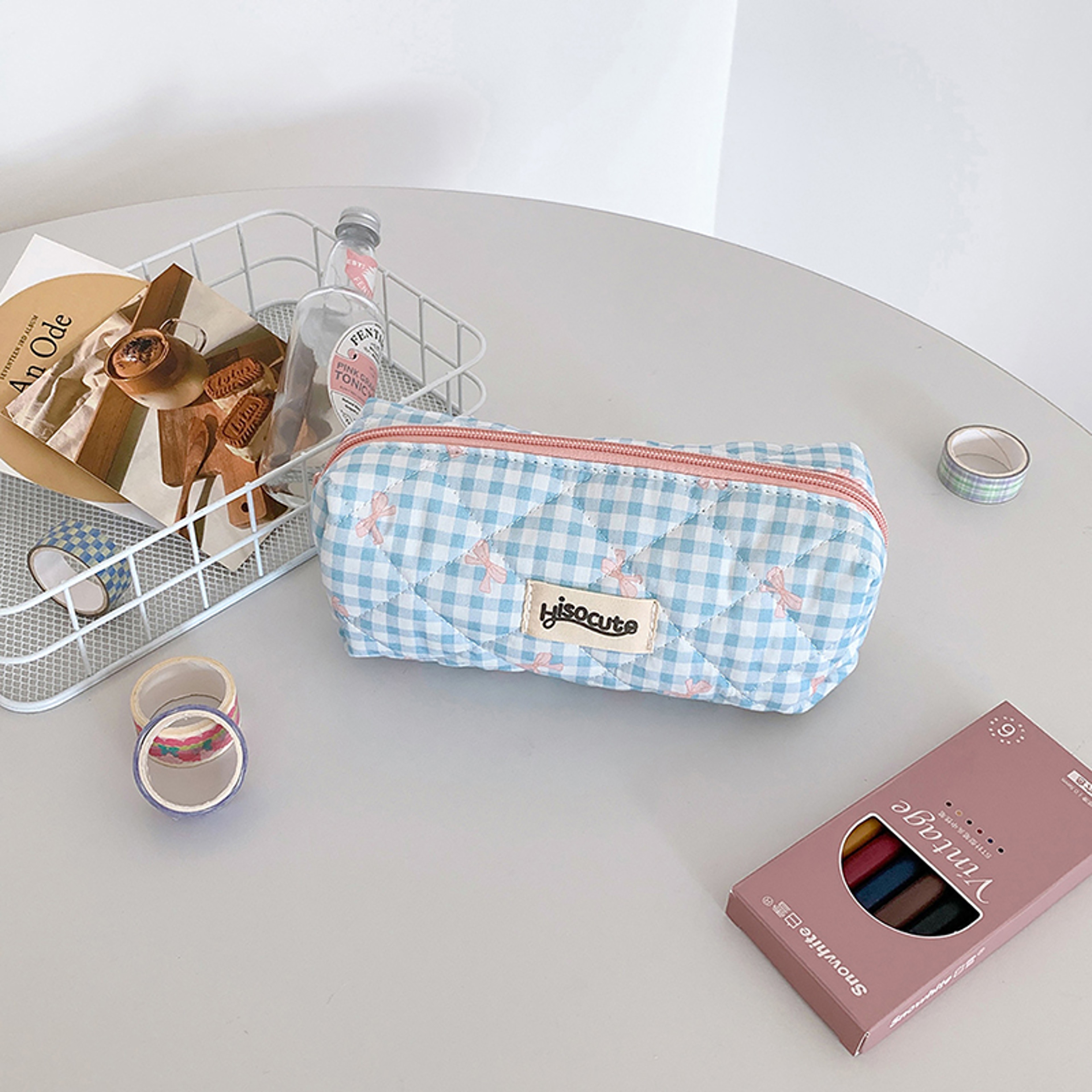 Floral Bow Pencil Case Cute Stationery Storage Bag For School Office Makeup Supplies 6