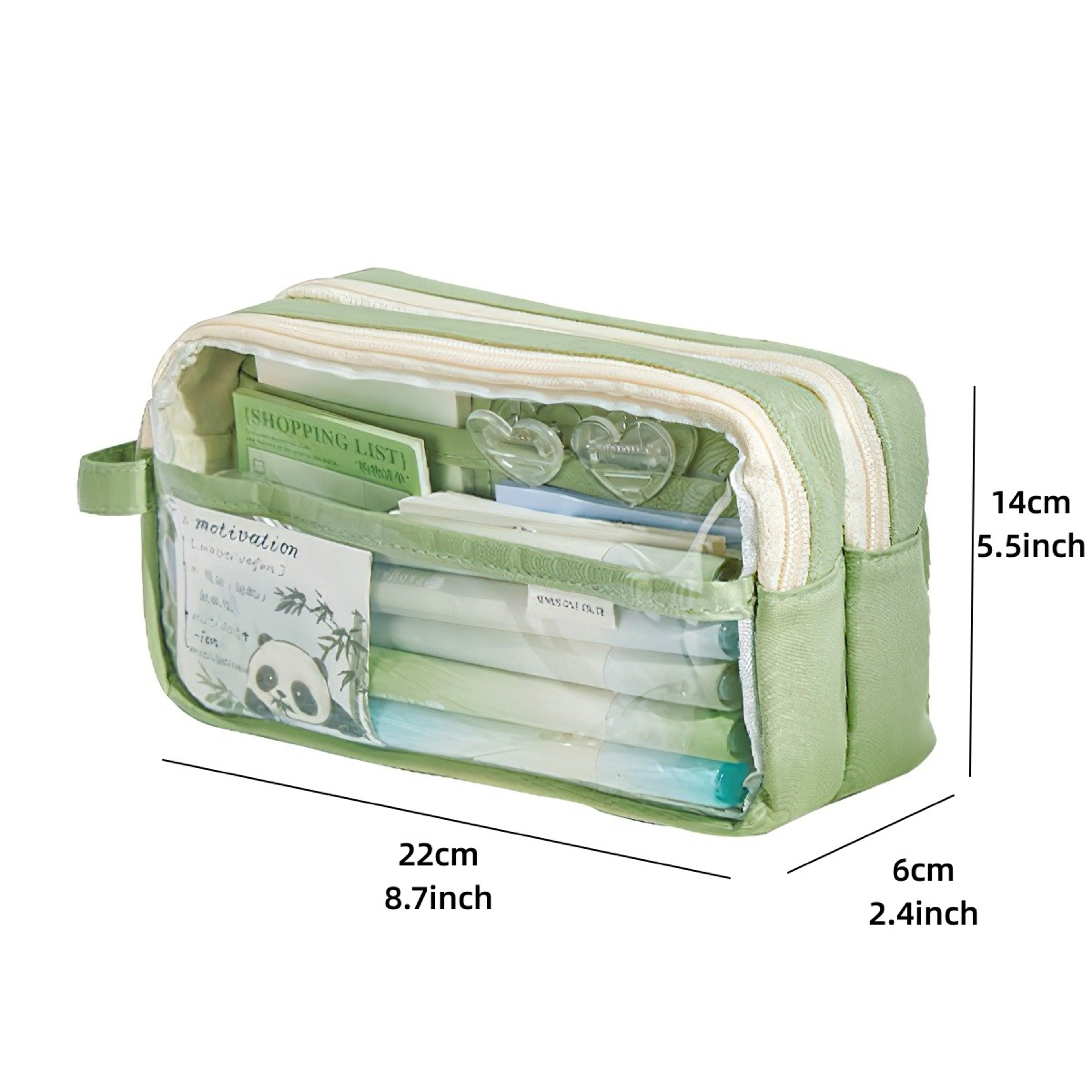 Transparent Double Layer Pencil Case Storage Pouch For School Stationery 5