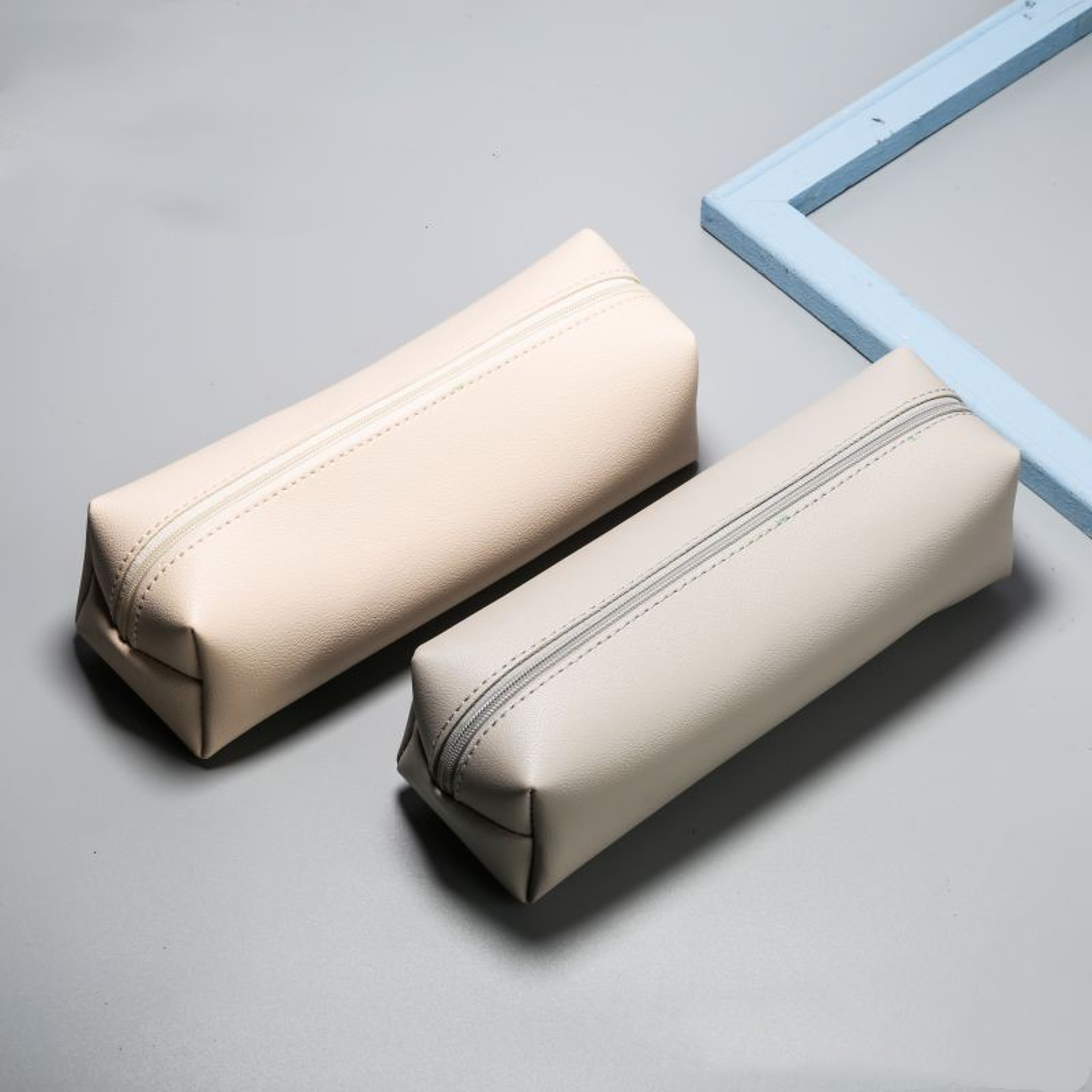 Large Capacity PU Leather Pencil Case With Zipper Storage Box For Students 4