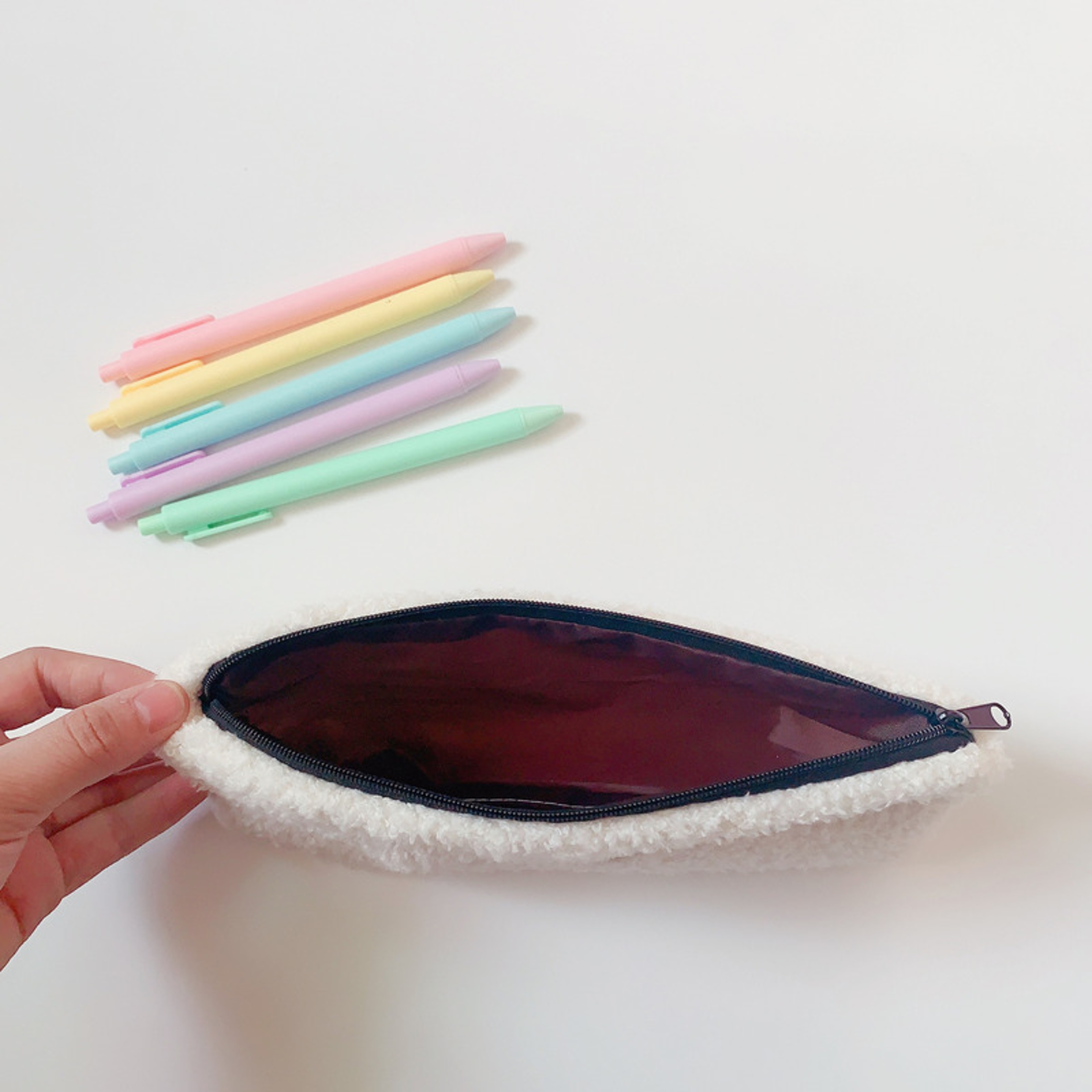 Cute Smiley Embroidery Plush Pencil Case Kawaii Pencil Bag For Kids School Supplies Gift 5