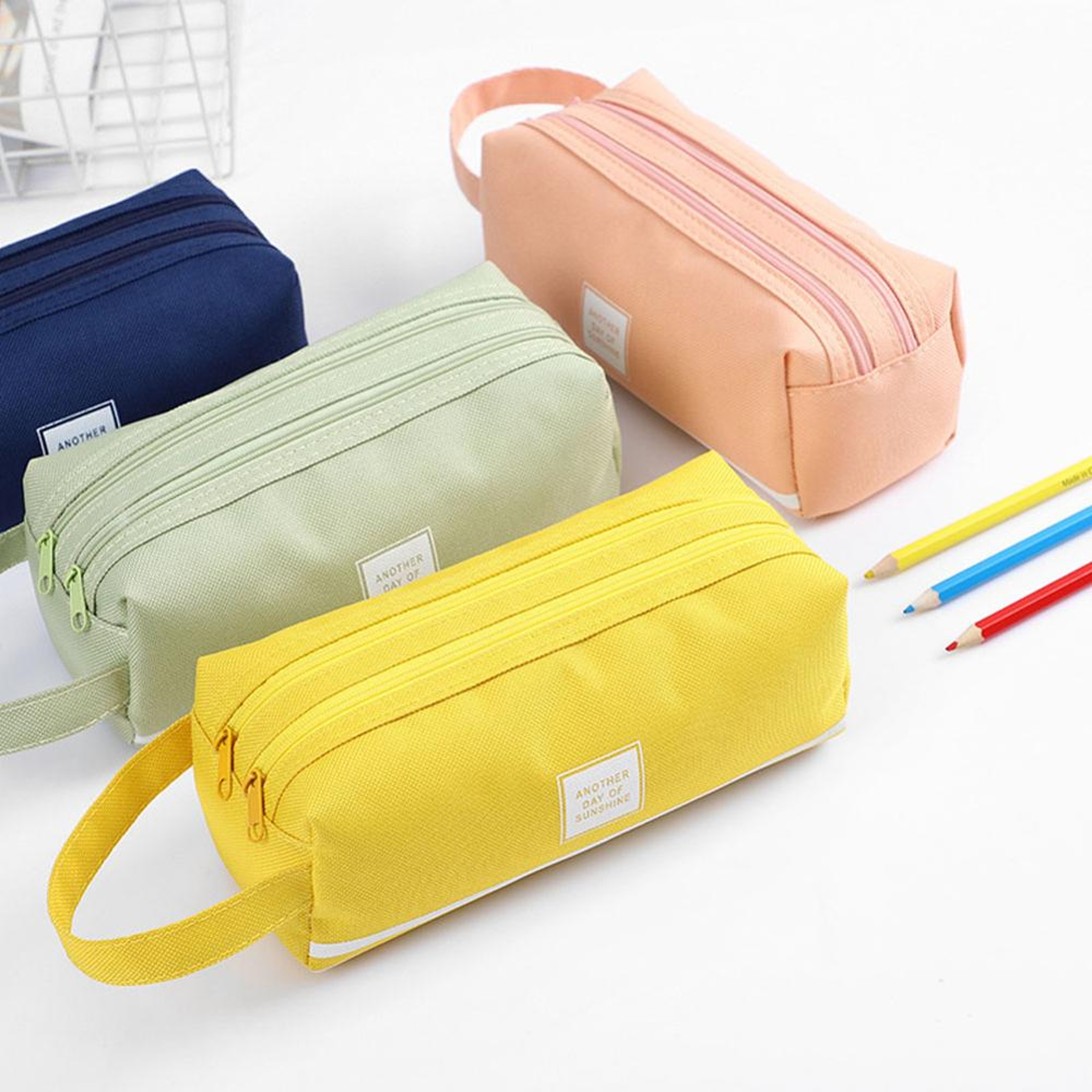 Large Capacity Pencil Case Organizer Bag With Handle For School Supplies 0