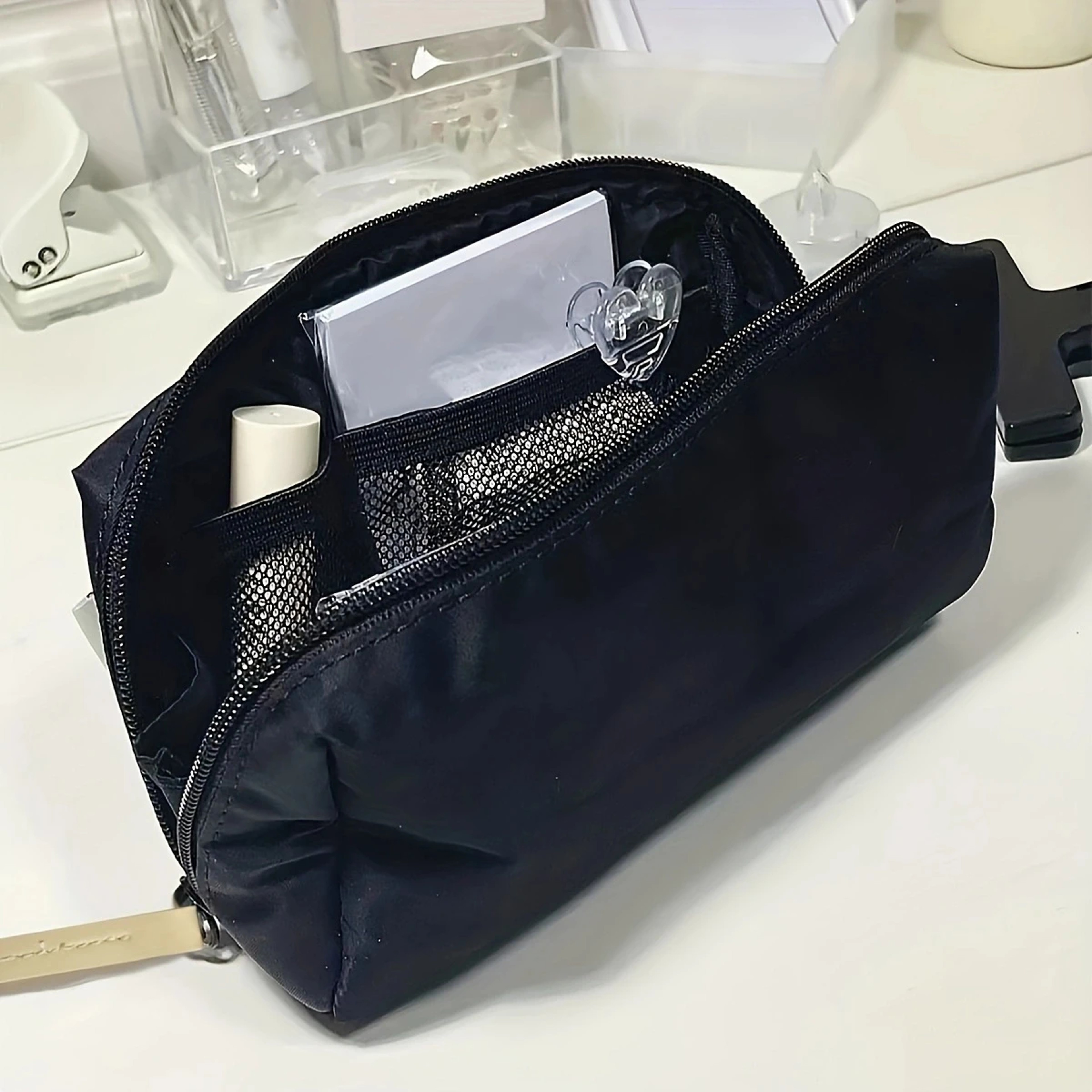 Large Capacity Black Canvas Pencil Case School Stationery Storage Bag – view 1