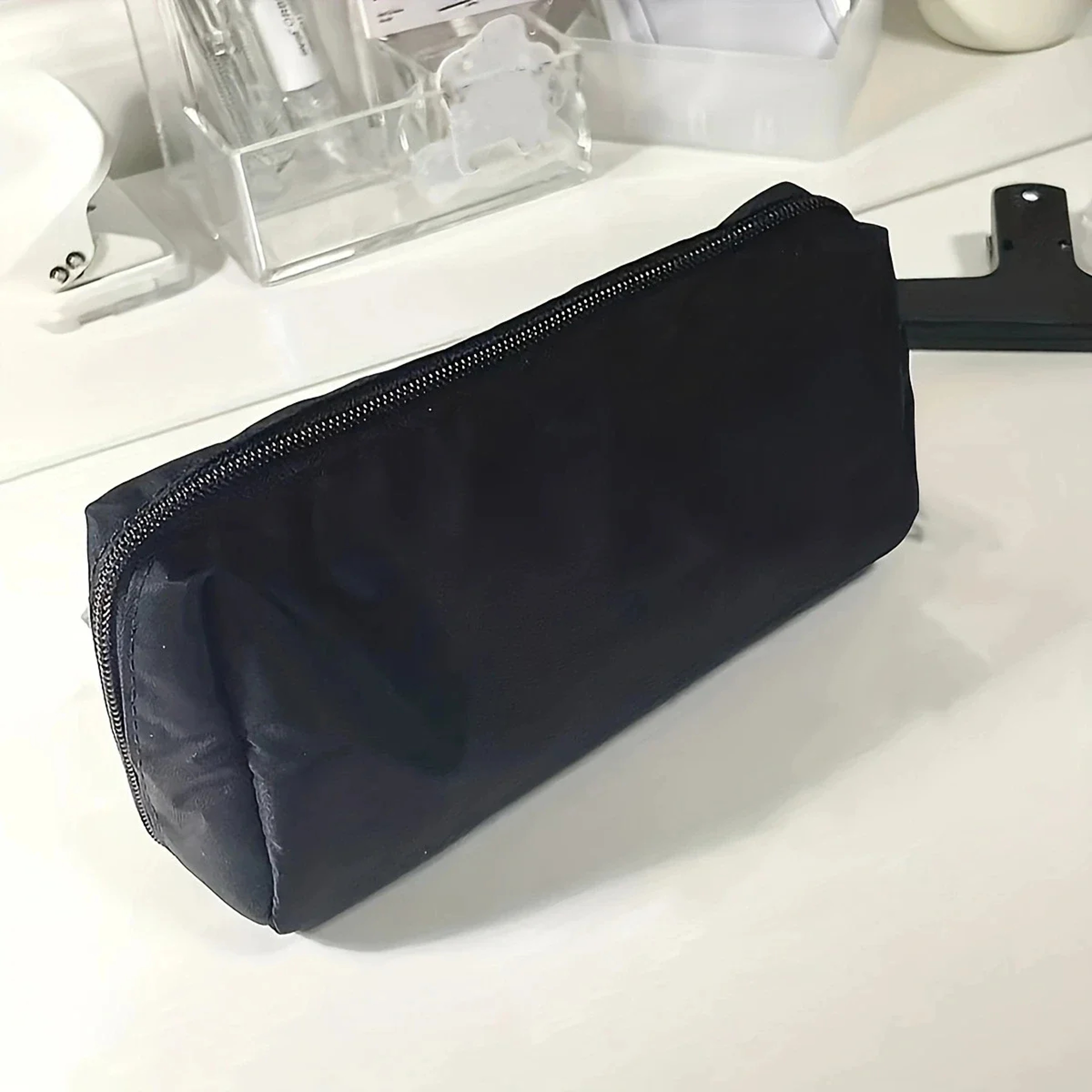 Large Capacity Black Canvas Pencil Case School Stationery Storage Bag – view 3