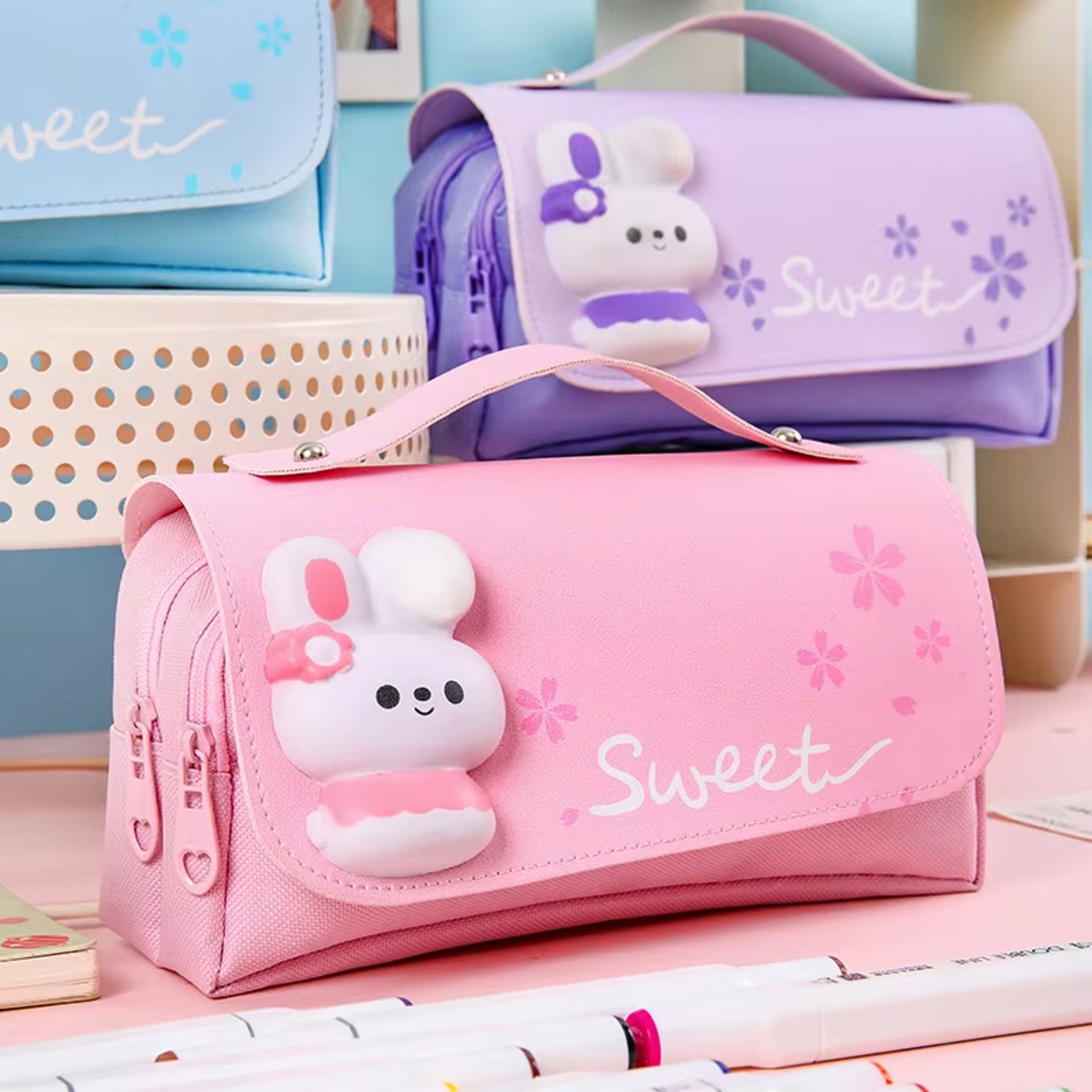 Cute Rabbit Decompression Pencil Case For Kids 0