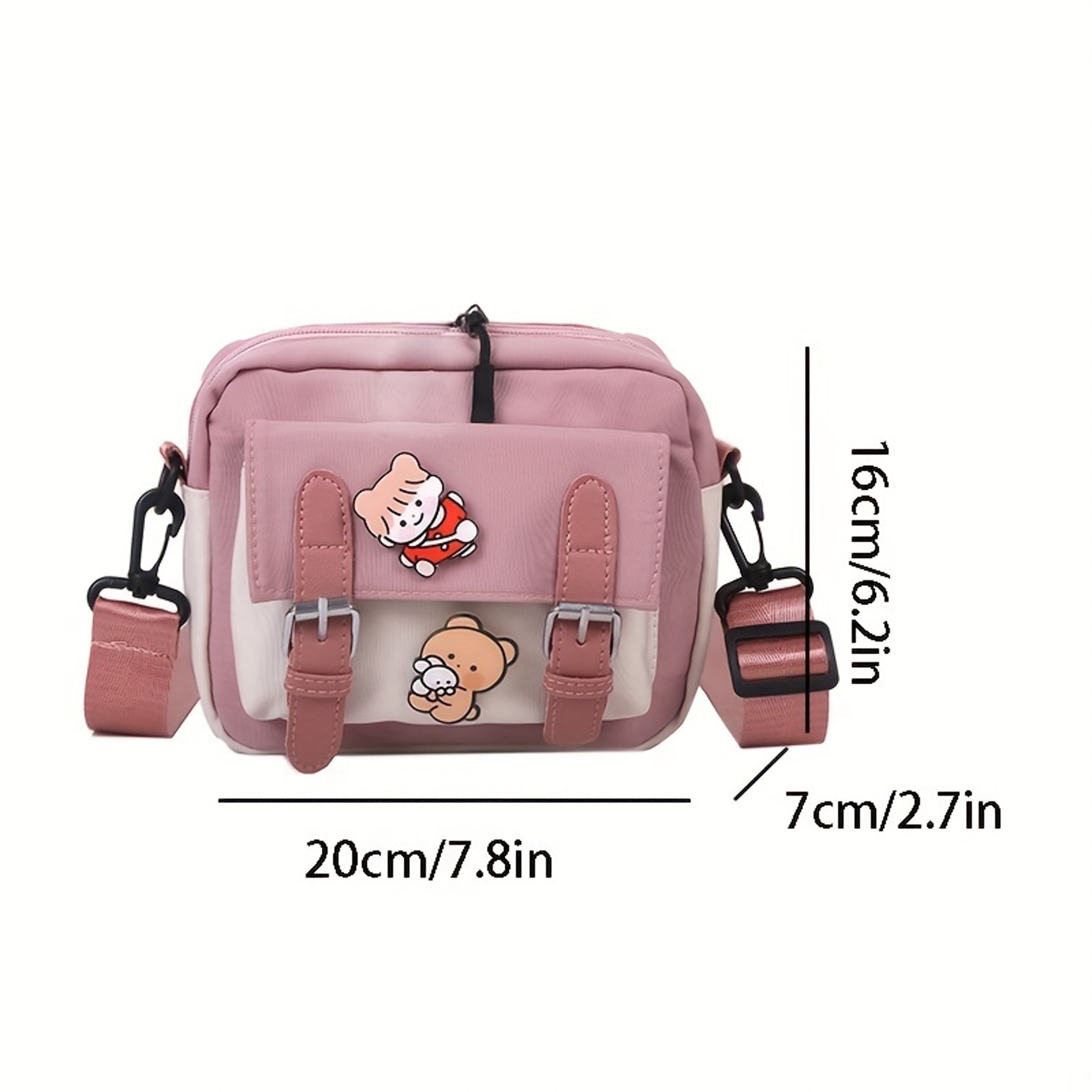 Cute Nylon Shoulder Bag For Women Harajuku Style Casual Messenger Bag With Badge 1