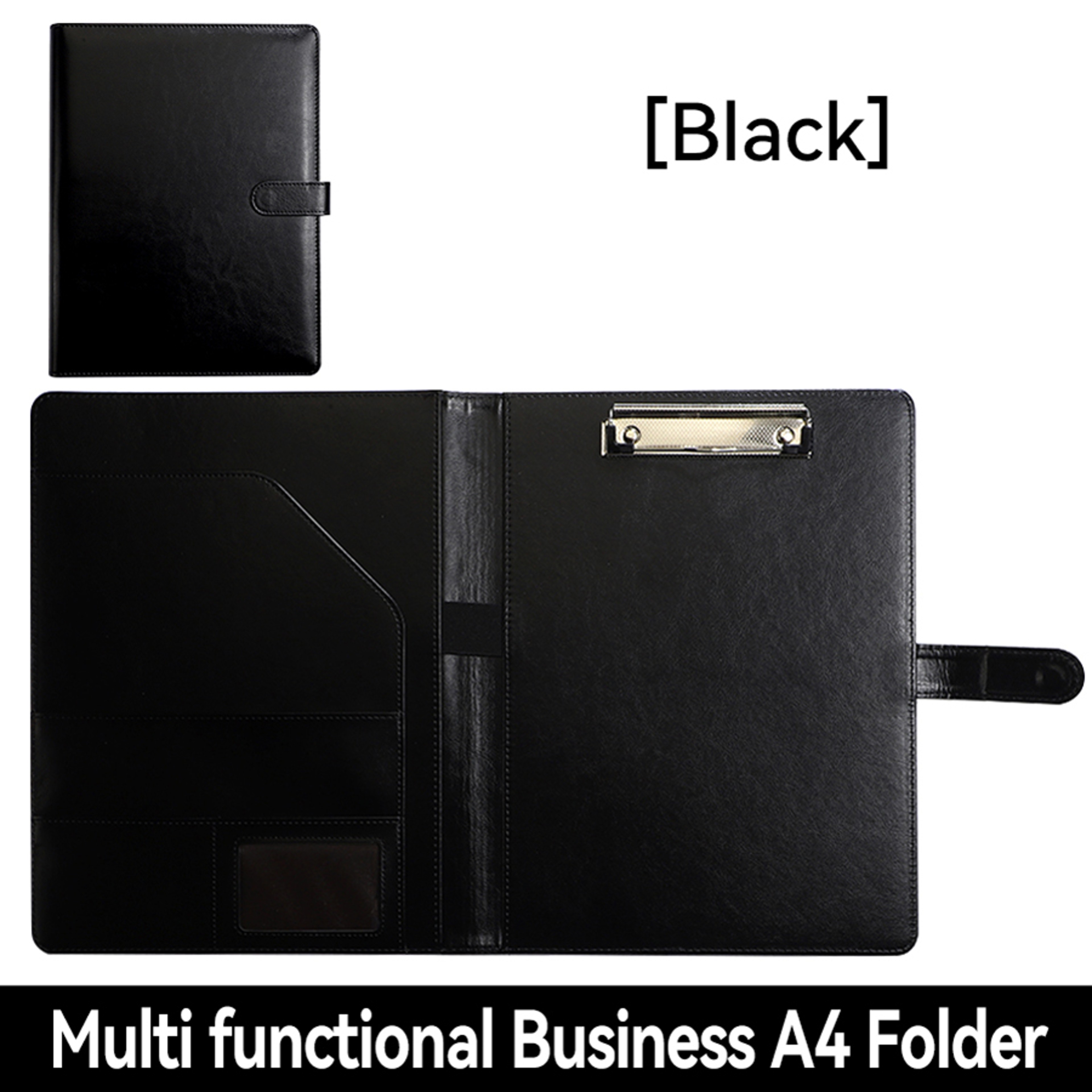 PU Leather Portfolio Organizer with Clip Pen Holder and Card Slots – view 8