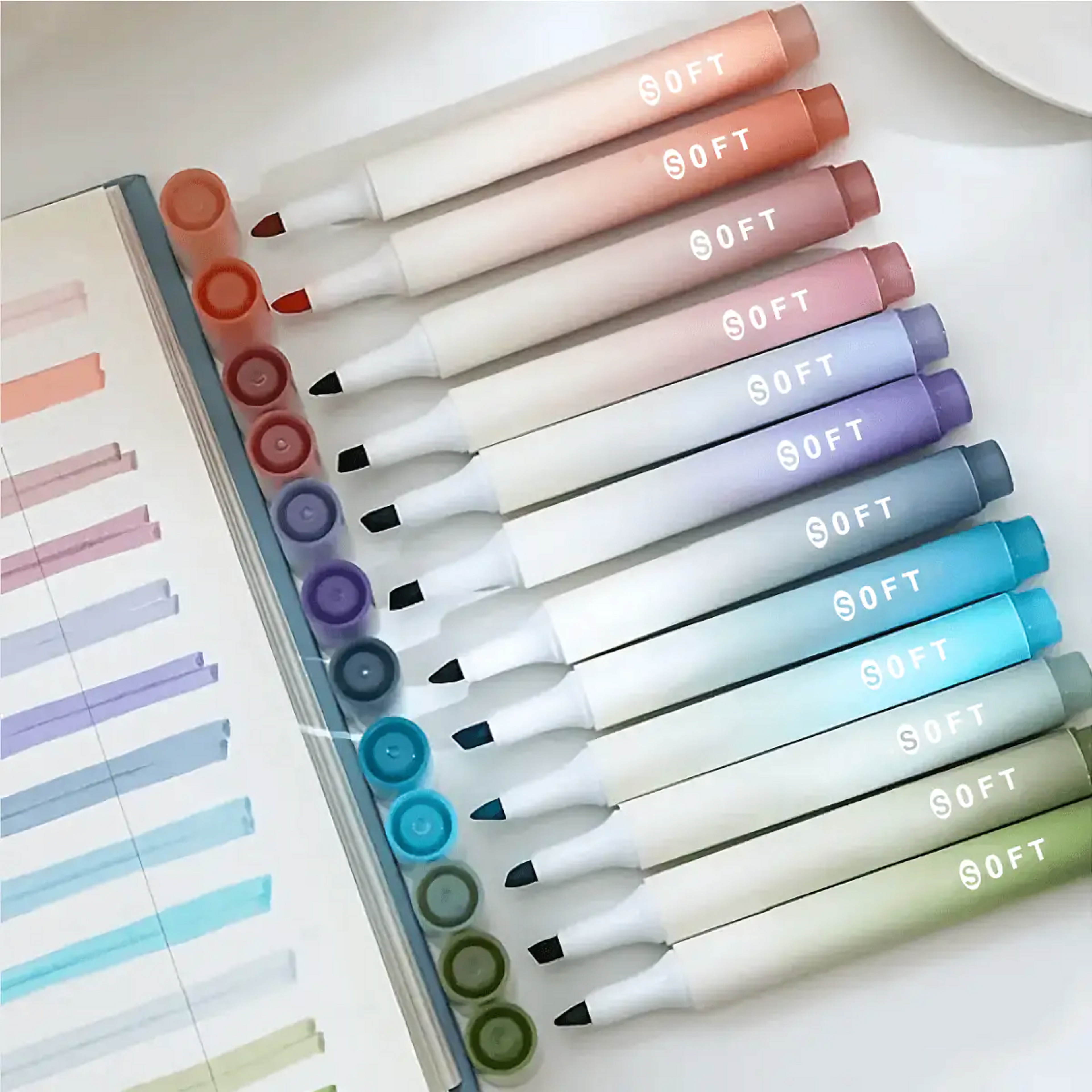 Morandi Color Gradient Highlighter Pens Set Aesthetic Markers for Journaling and Note Taking – view 1