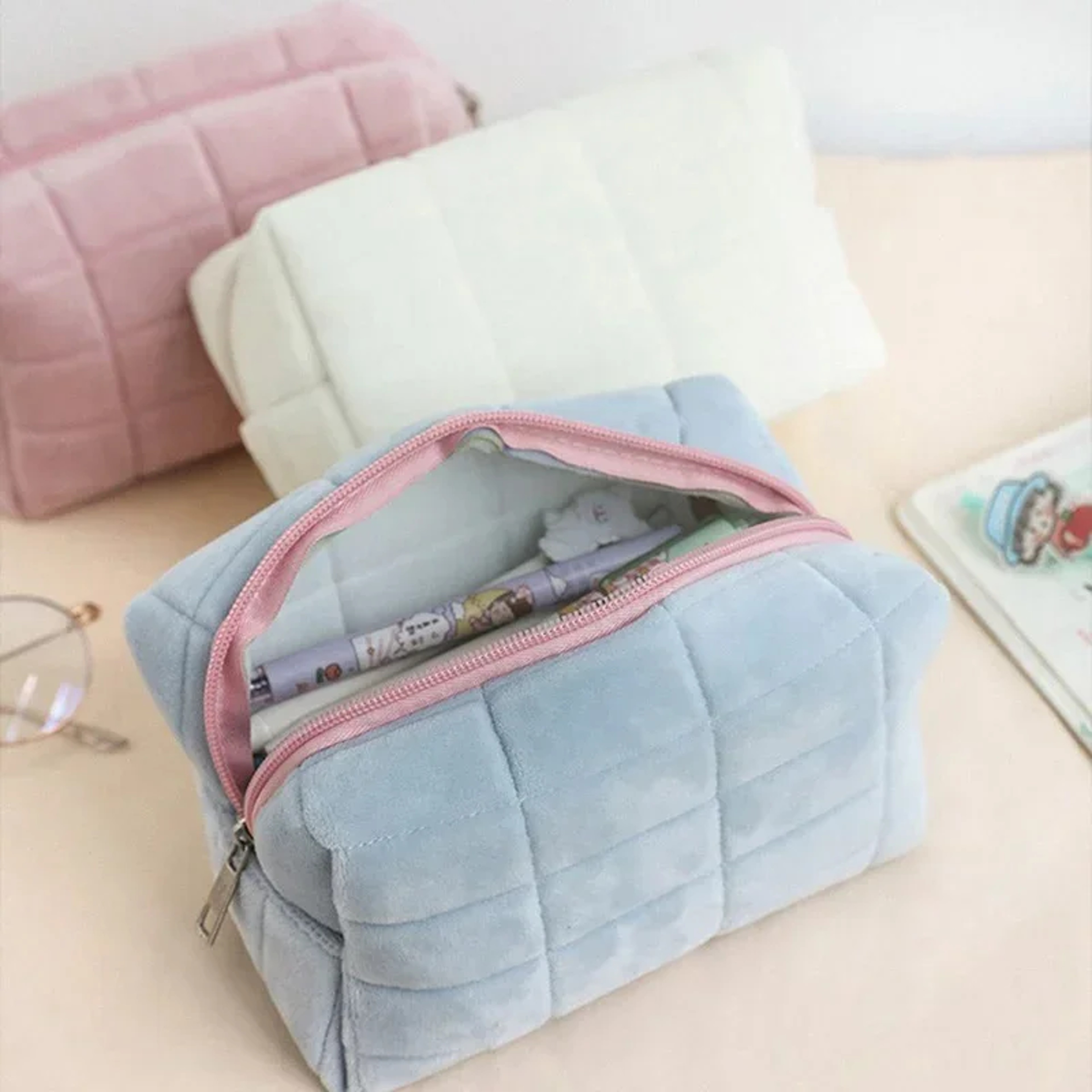 Cute Pillow Shape Pencil Case Large Capacity Organizer Bag For Girls Students And Office Supplies 2