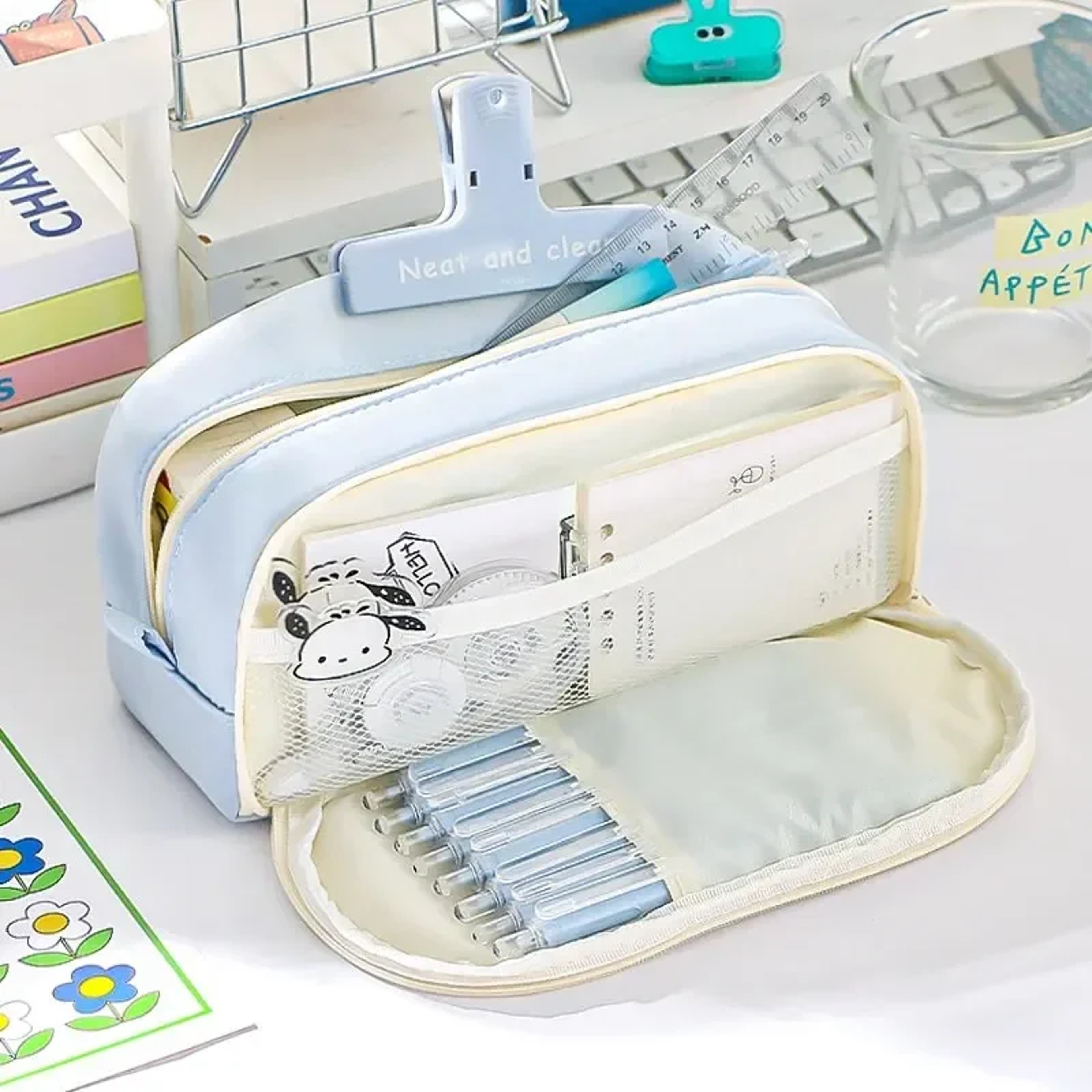 Large Capacity Pencil Case With Multiple Compartments For Organized School Stationery Storage 0