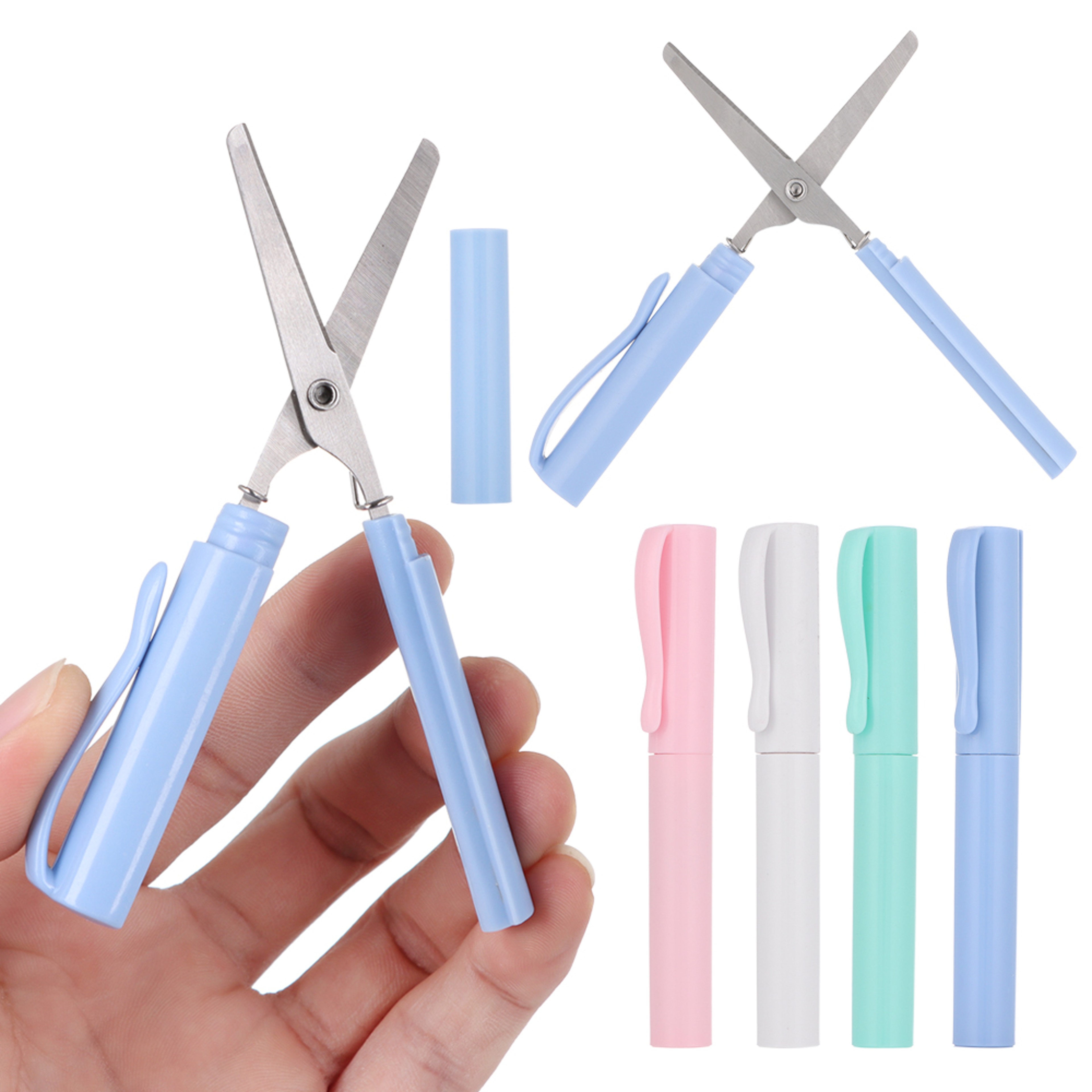 Portable Pen Shape Folding Scissors Mini Paper Cutting Tool For DIY Crafts School Office Use 0
