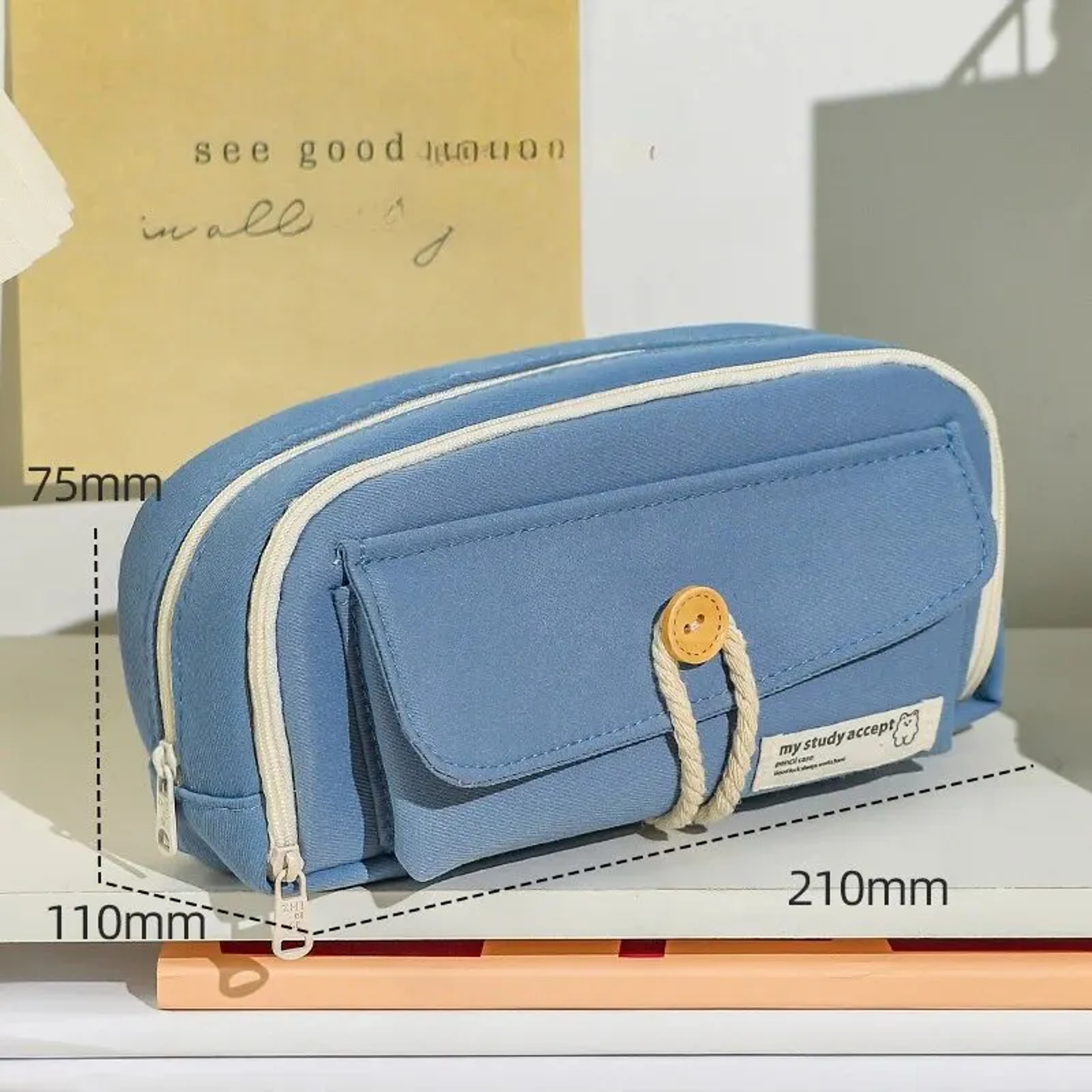Cute Canvas Pencil Case Large Capacity Organizer For Students Travel And Cosmetics 8