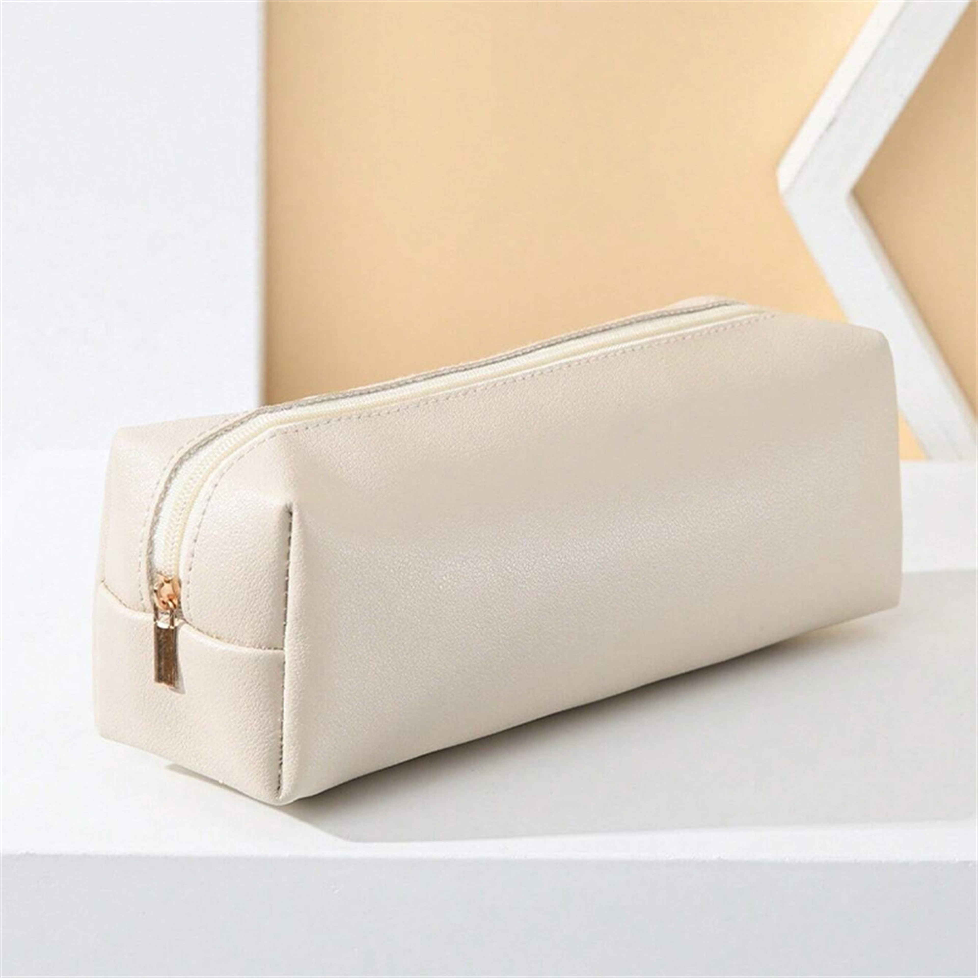 Large Capacity PU Leather Pencil Case Organizer With Zipper For Students And Office Supplies 2
