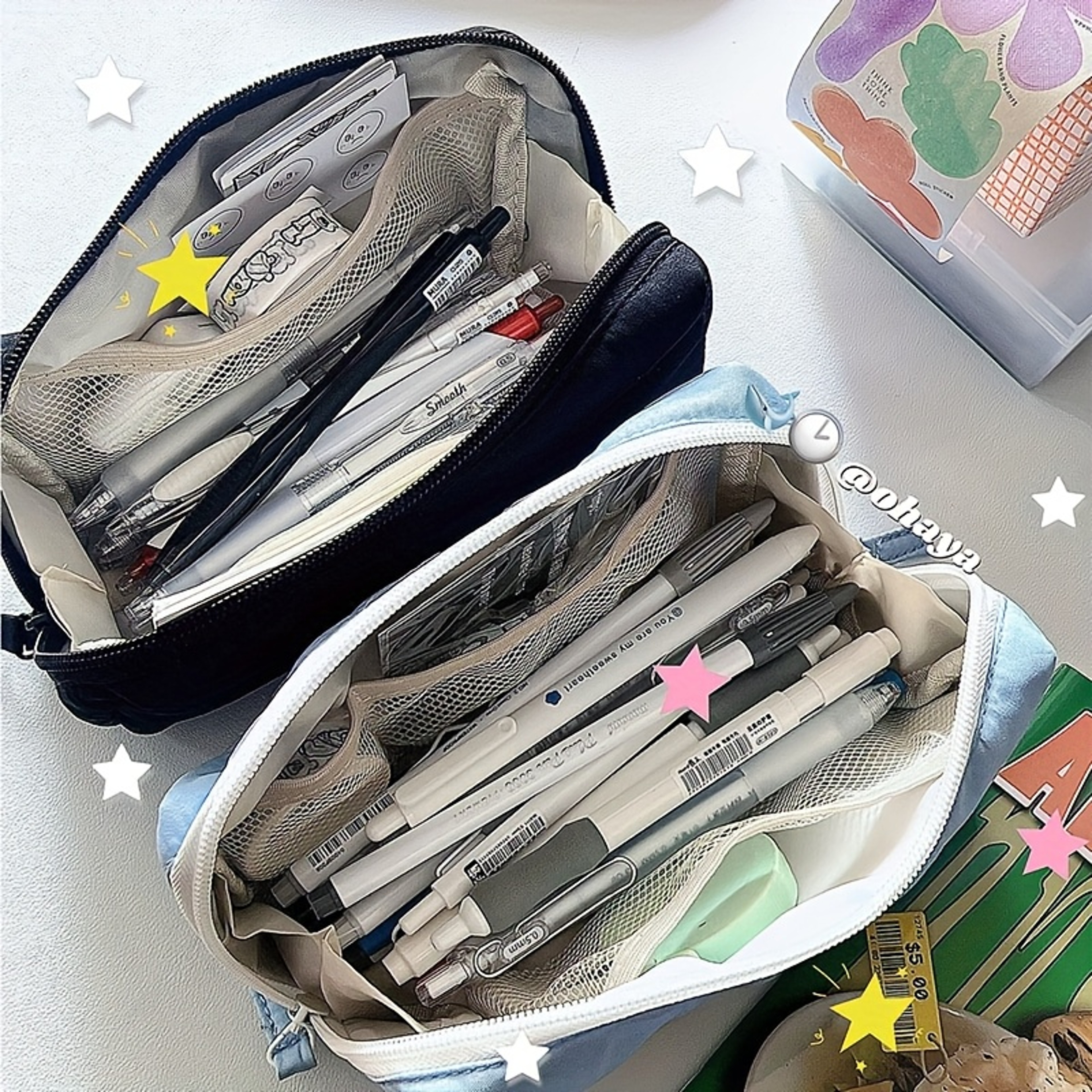 Pillow Shape Pencil Case Multi Layer Stationery Bag For Students And Office Supplies 2