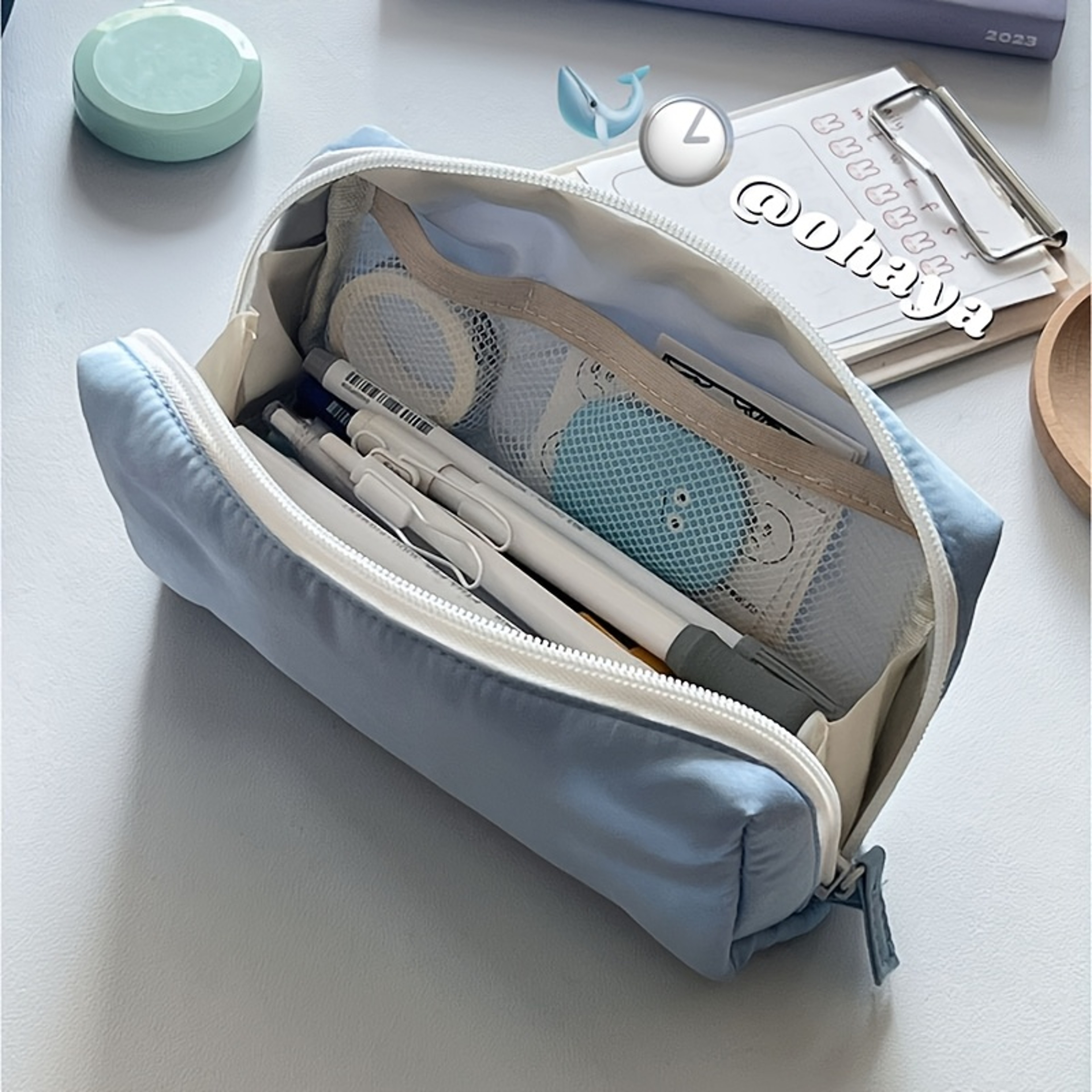 Pillow Shape Pencil Case Multi Layer Stationery Bag For Students And Office Supplies 7