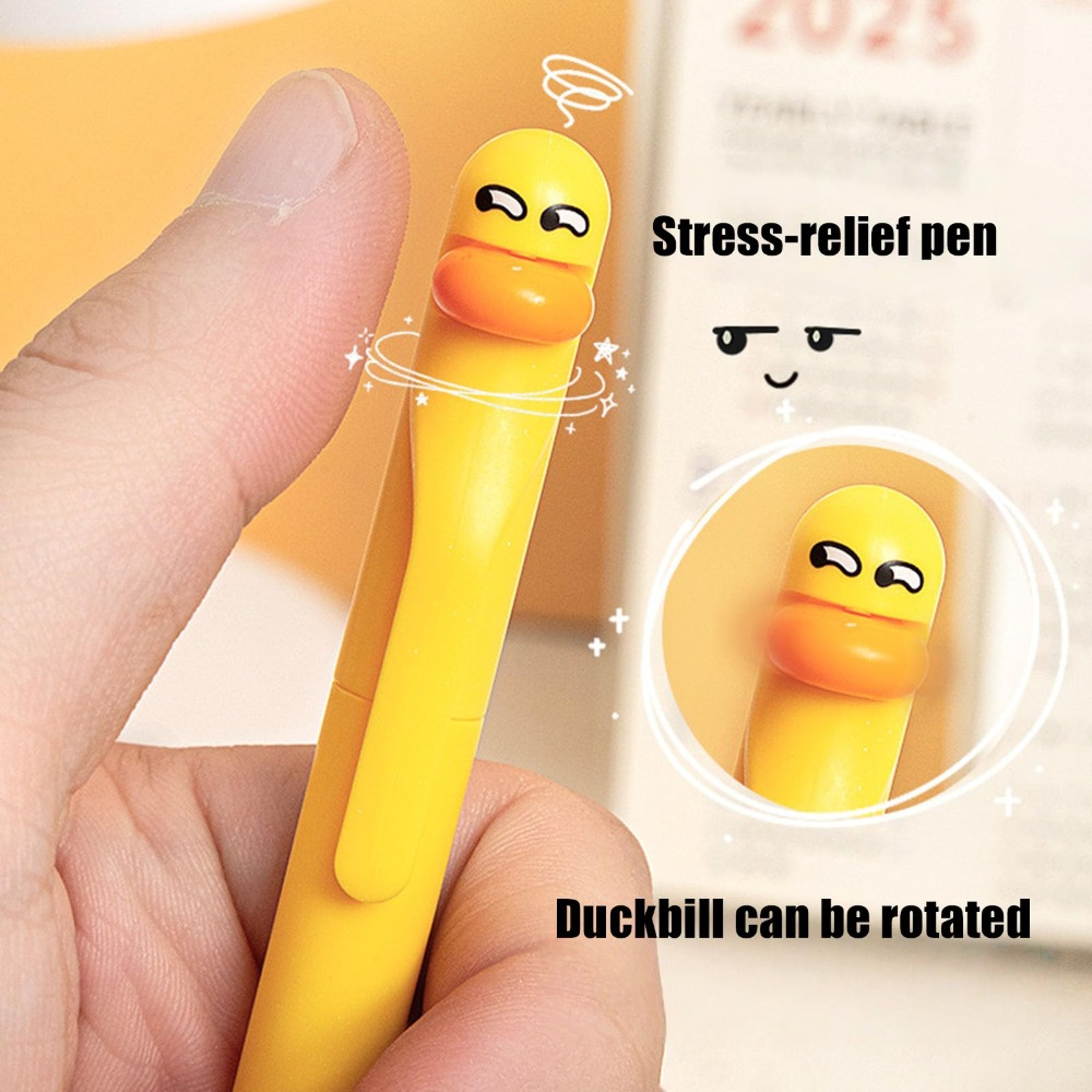 Cute Duck Stress Relief Gel Pen 05mm Black Ink Retractable Writing Pen For Students And Gifts 4