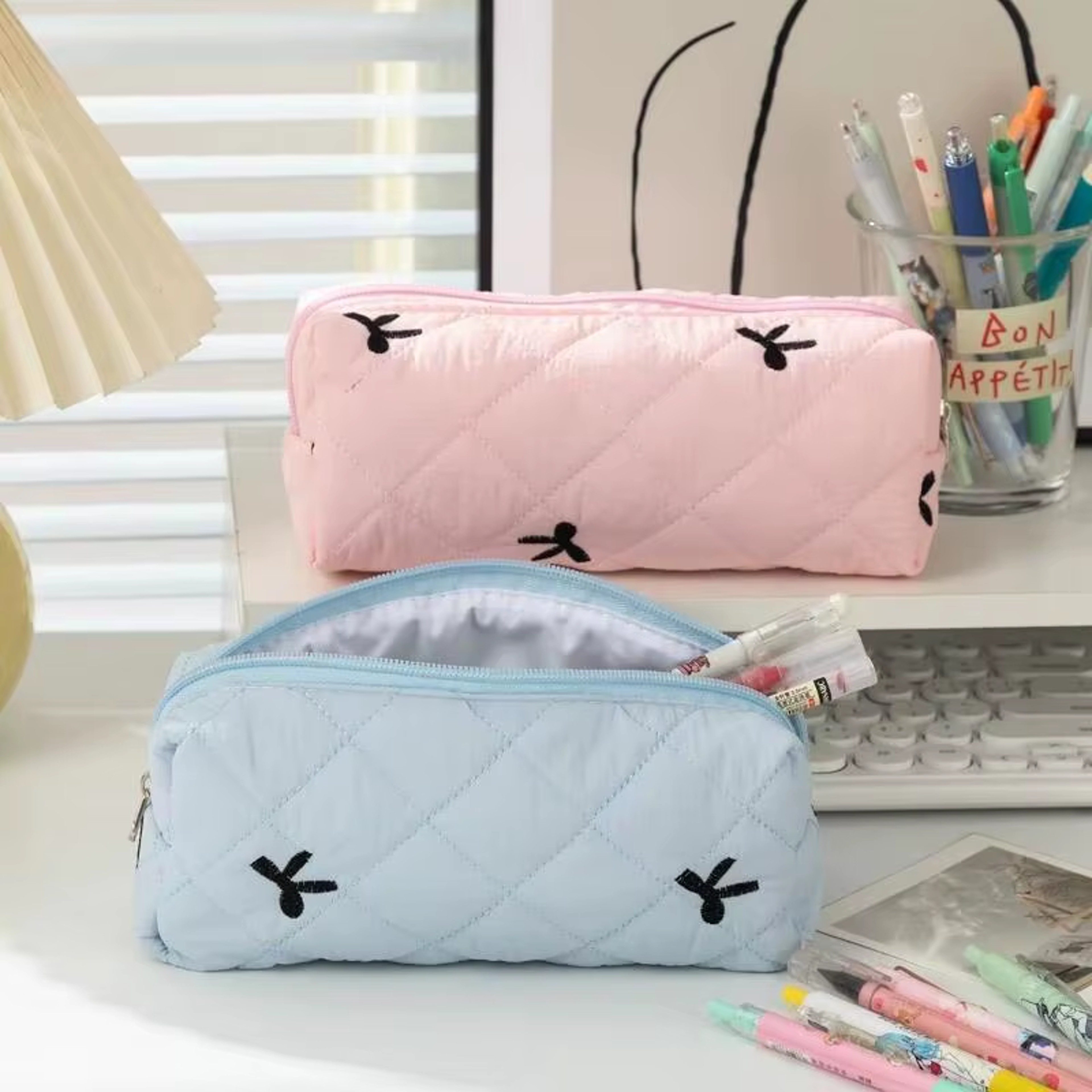 Bowknot Pencil Case Portable Desktop Stationery Storage Box For Students 2