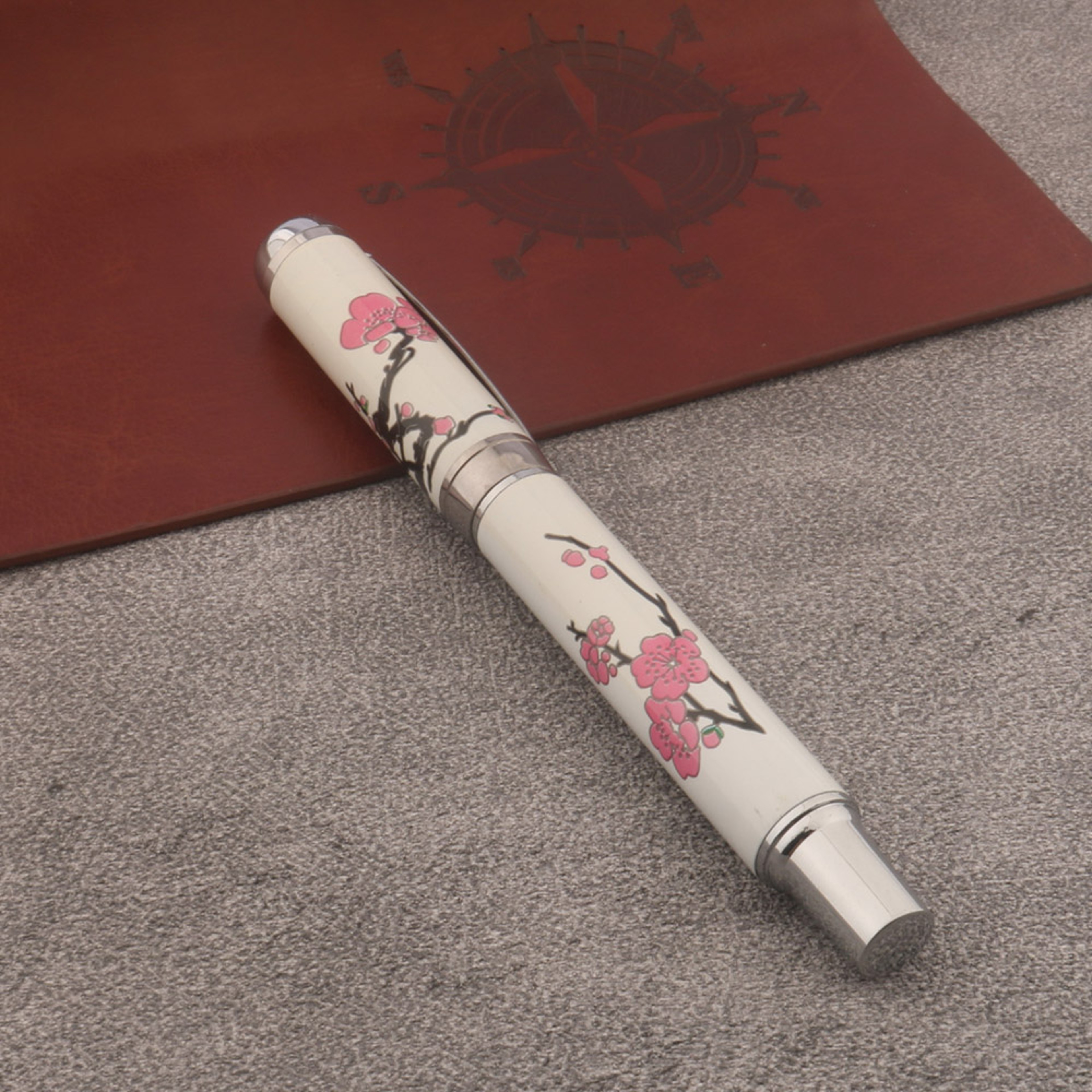 Chinese Red Plum Blossom Metal Ballpoint Pen Elegant Rollerball Writing Pen – view 3