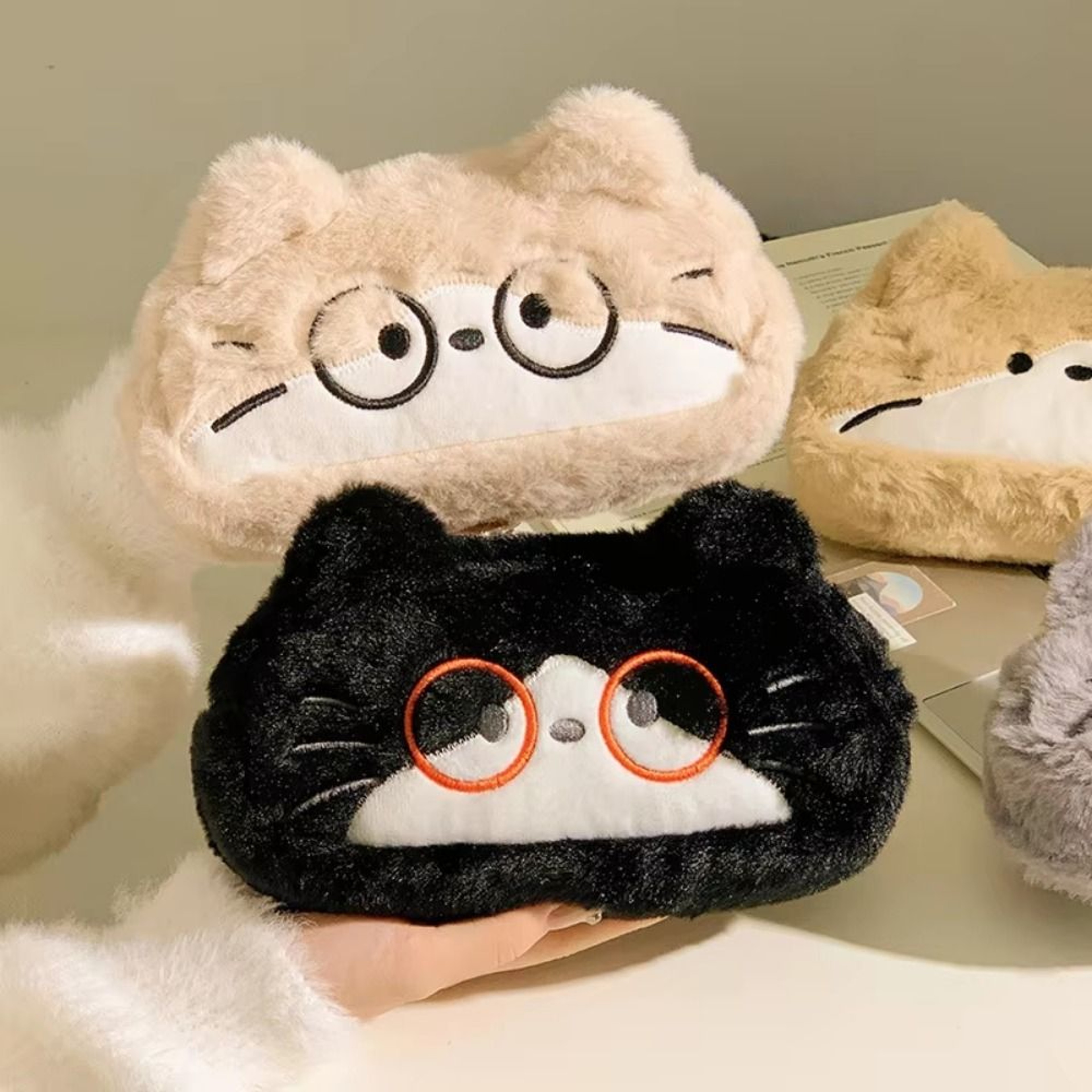 Fluffy Cat Pencil Case Cute Kawaii Large Capacity School Stationery Bag For Kids 2