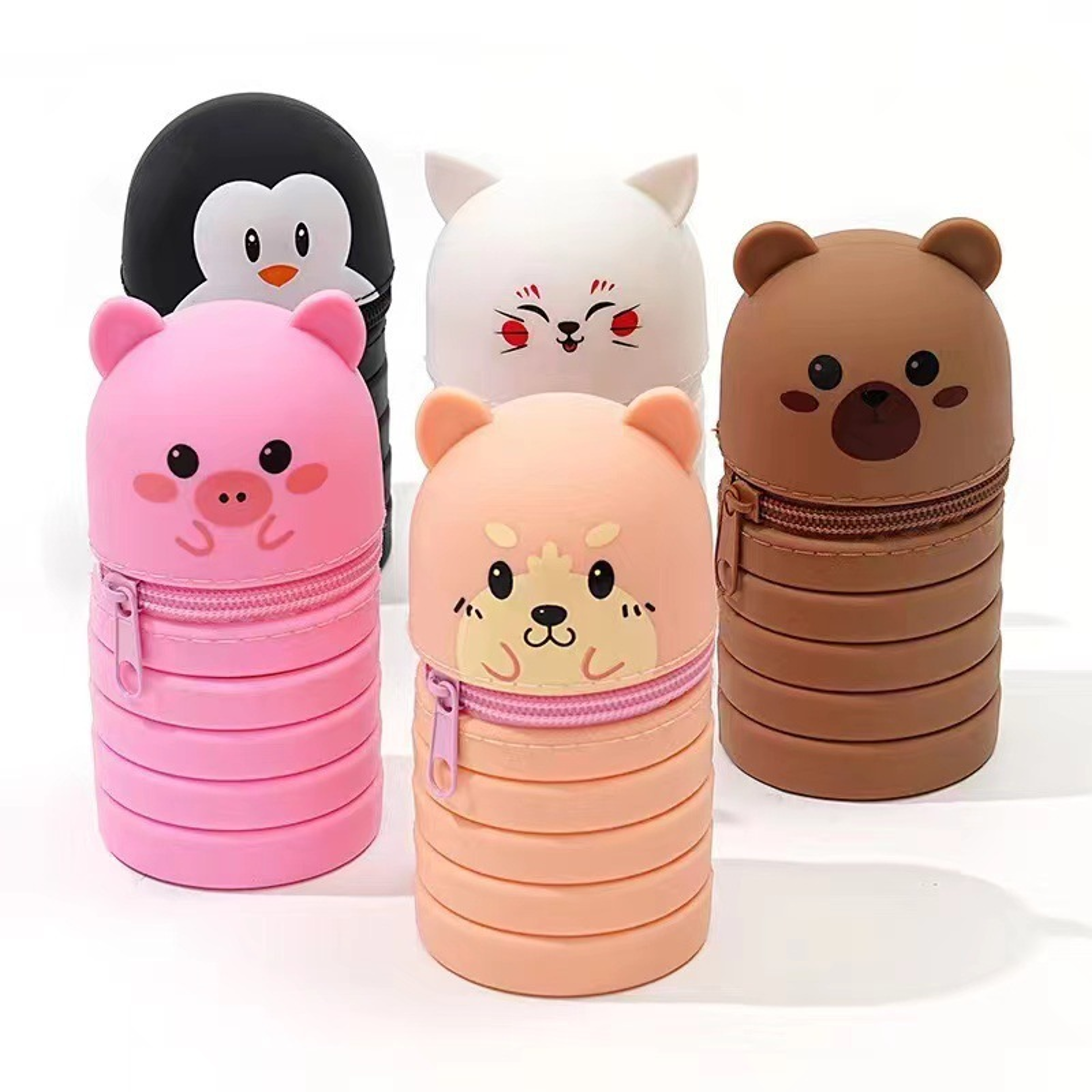 Cute Animal Foldable Silicone Pencil Case And Desk Organizer 0