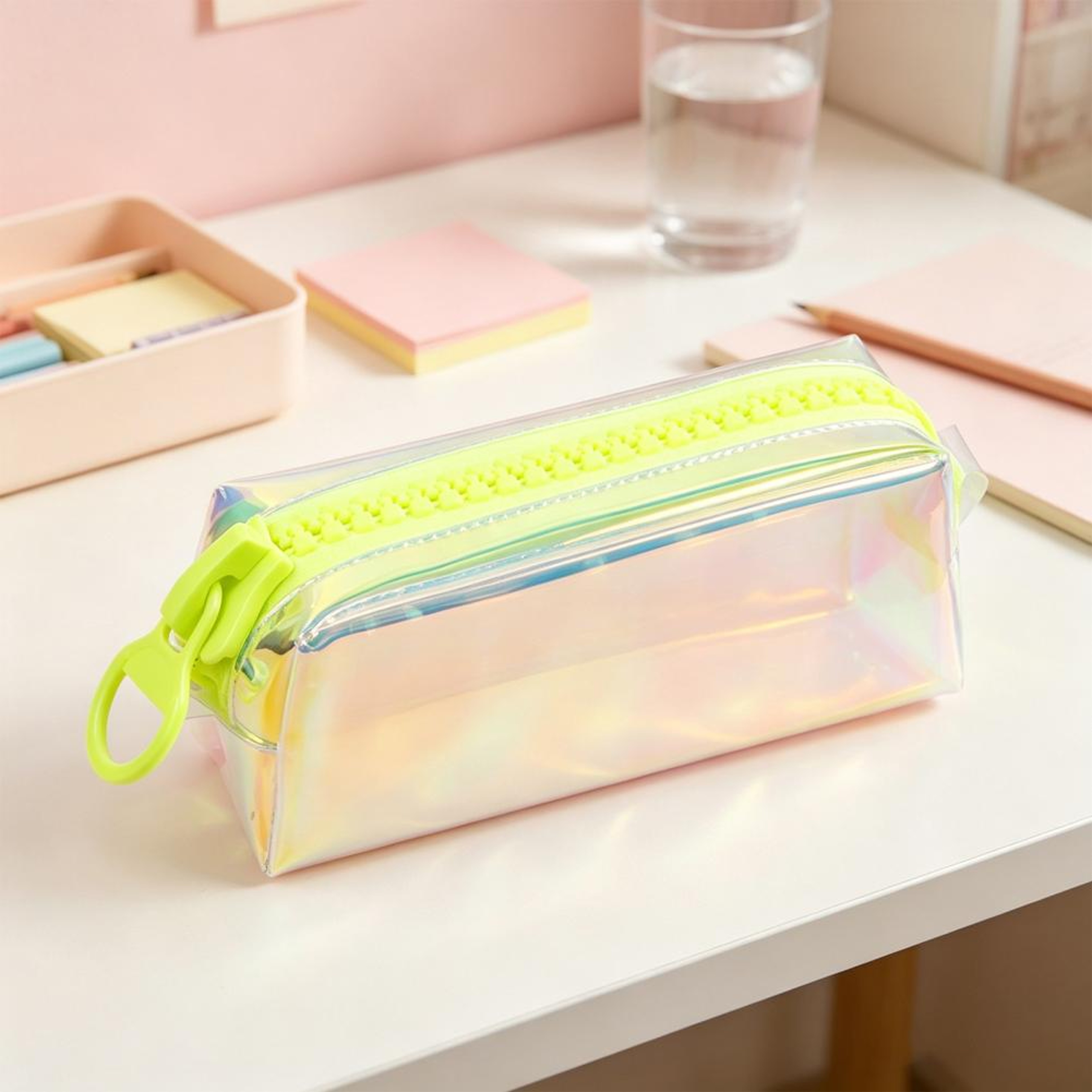 Iridescent Holographic Pencil Case With Wide Opening And Large Capacity 4