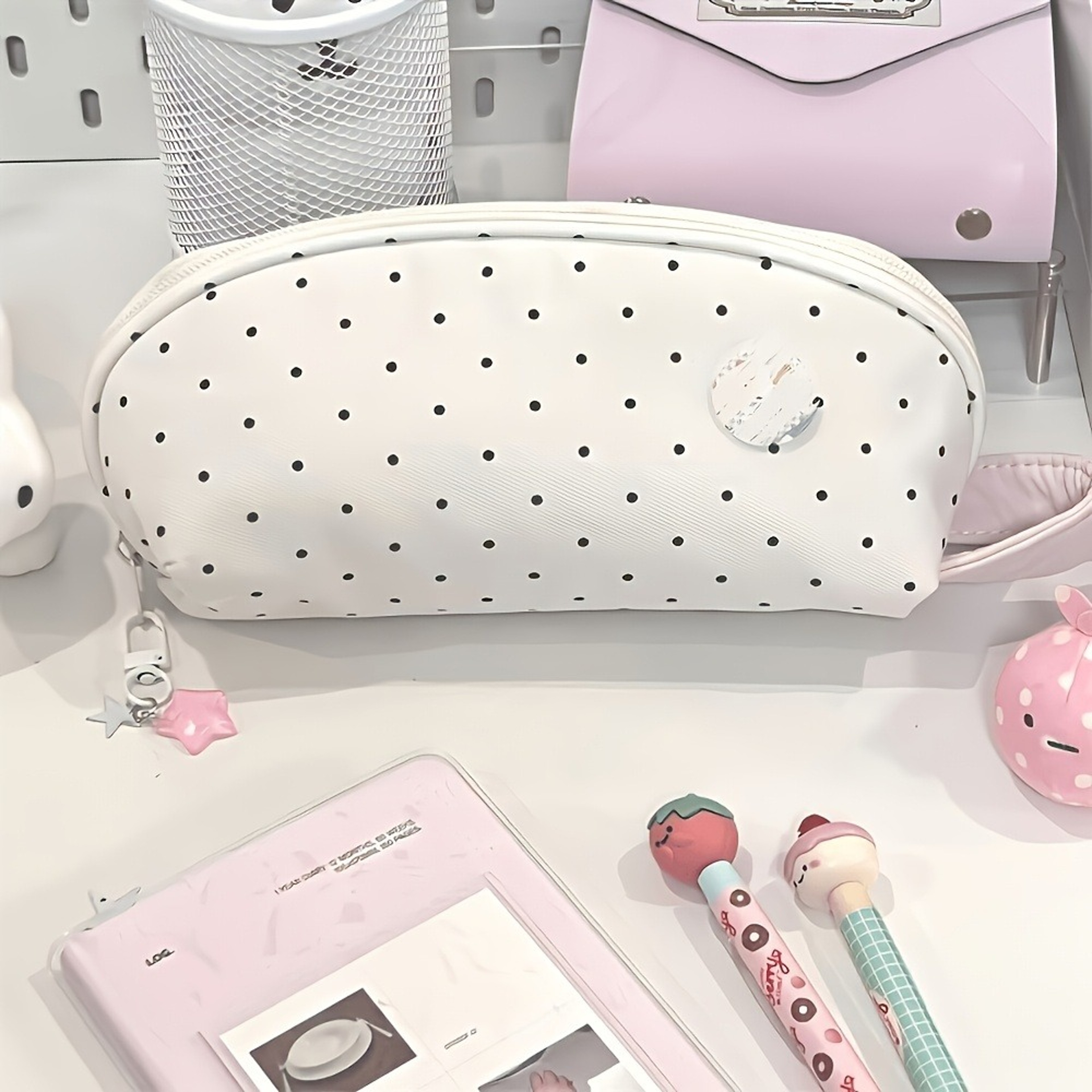 Polka Dot Large Capacity Pencil Case and Stationery Organizer – view 4