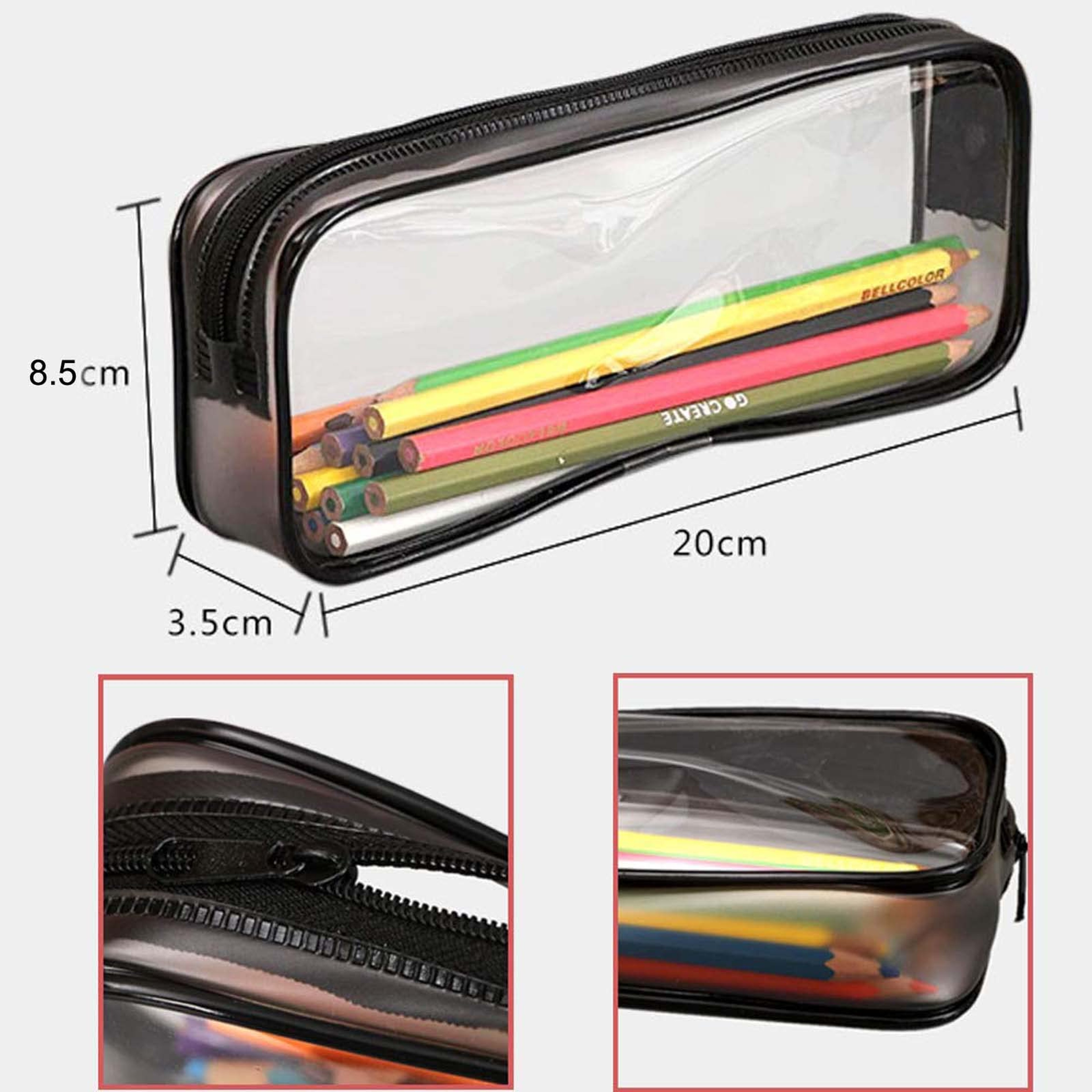 Transparent Pencil Case Large Capacity Zipper Pen Pouch For Students Office School Supplies 2