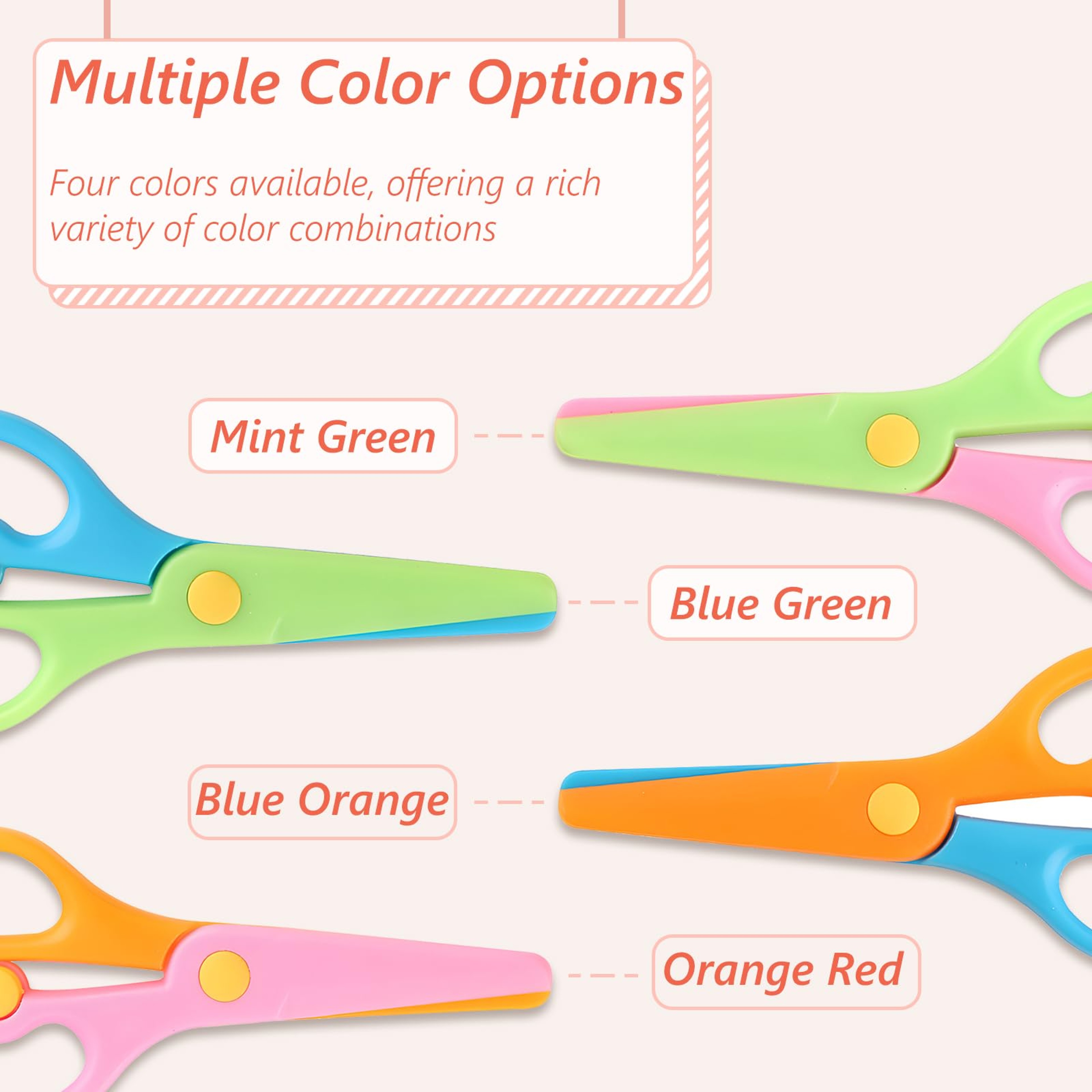 Kids Safety Scissors Non Toxic Smooth Edge Craft Scissors For School DIY Art Projects 4