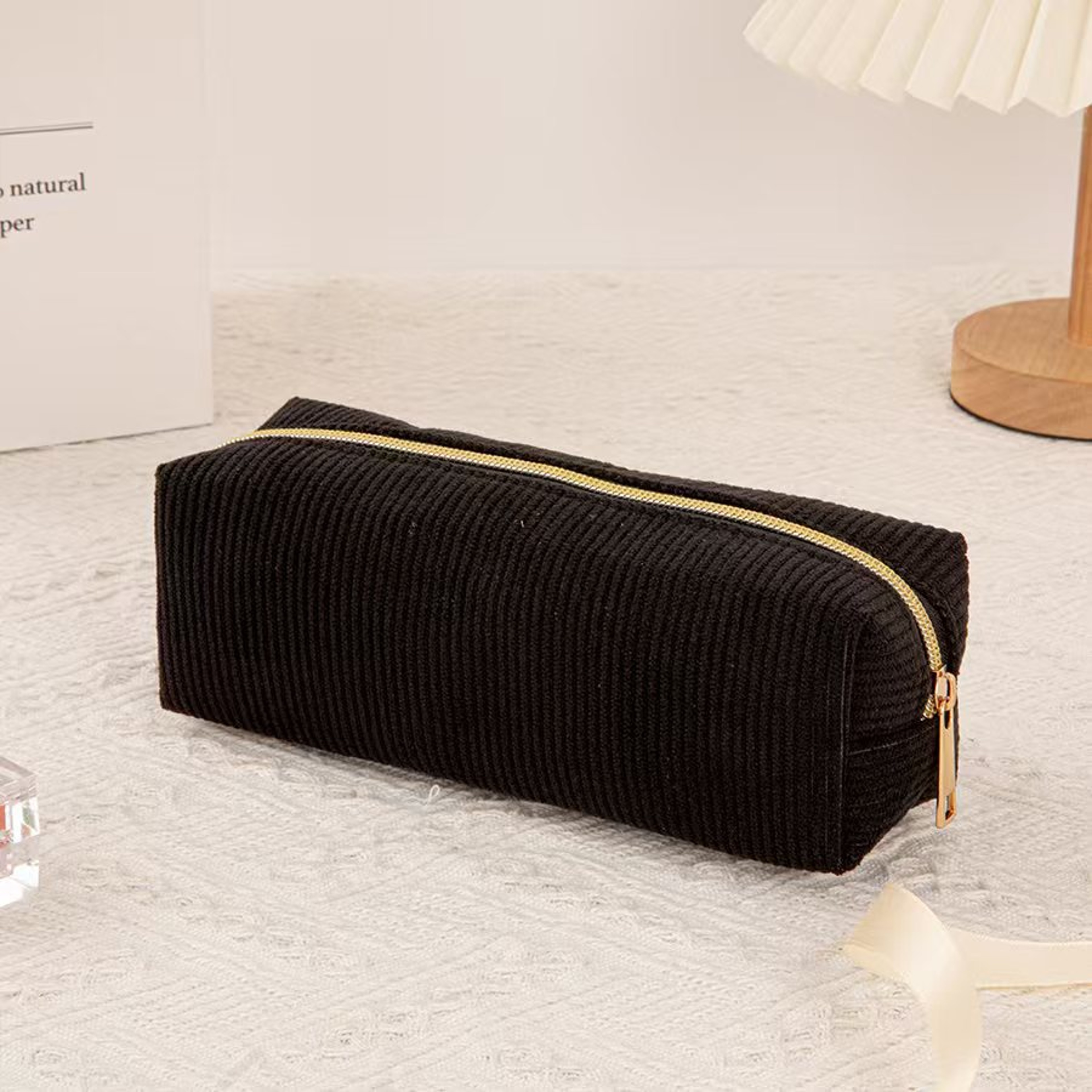 Aesthetic Corduroy Pencil Case Large Capacity Pouch  Aesthetic Stationery Organizer 3