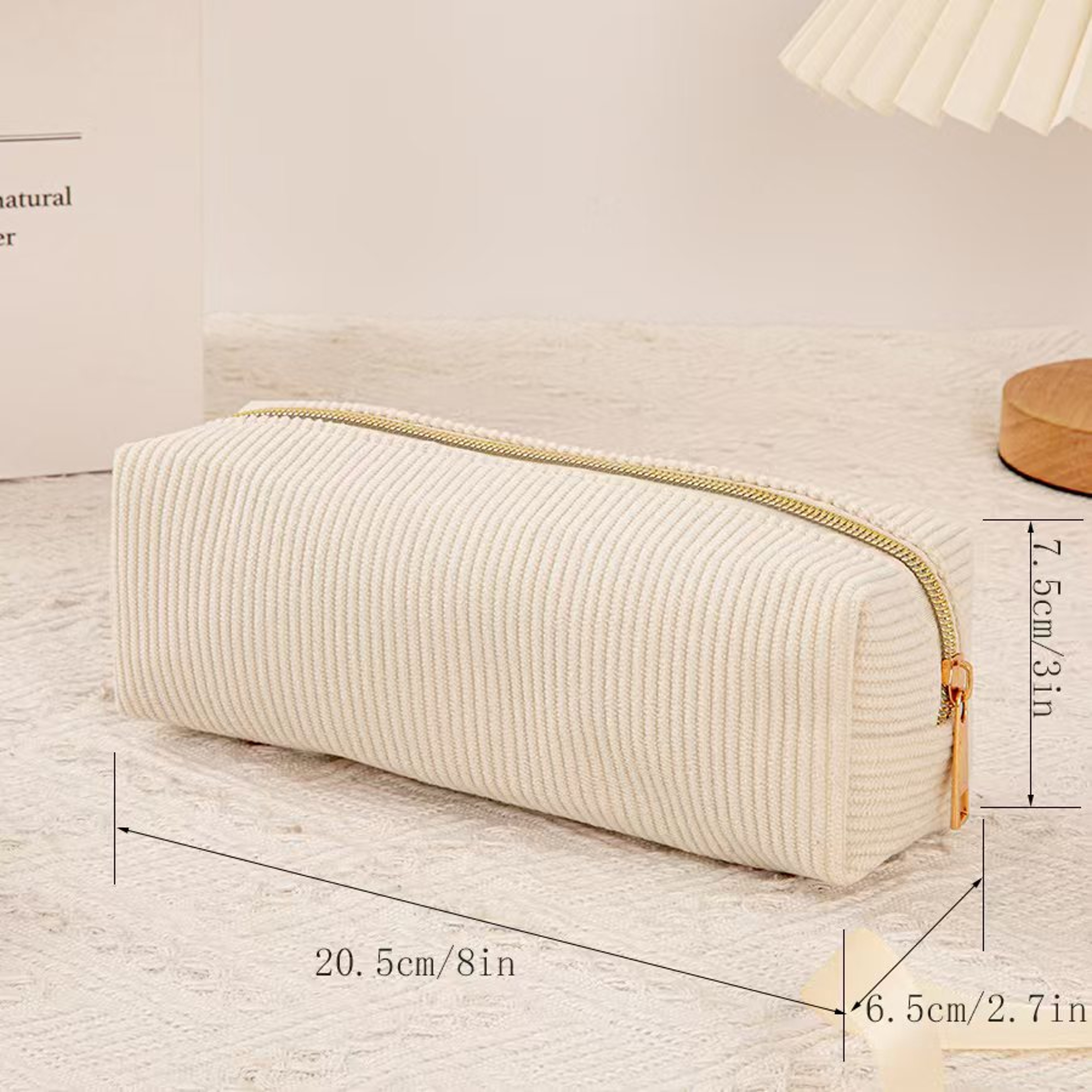 Aesthetic Corduroy Pencil Case Large Capacity Pouch  Aesthetic Stationery Organizer 6