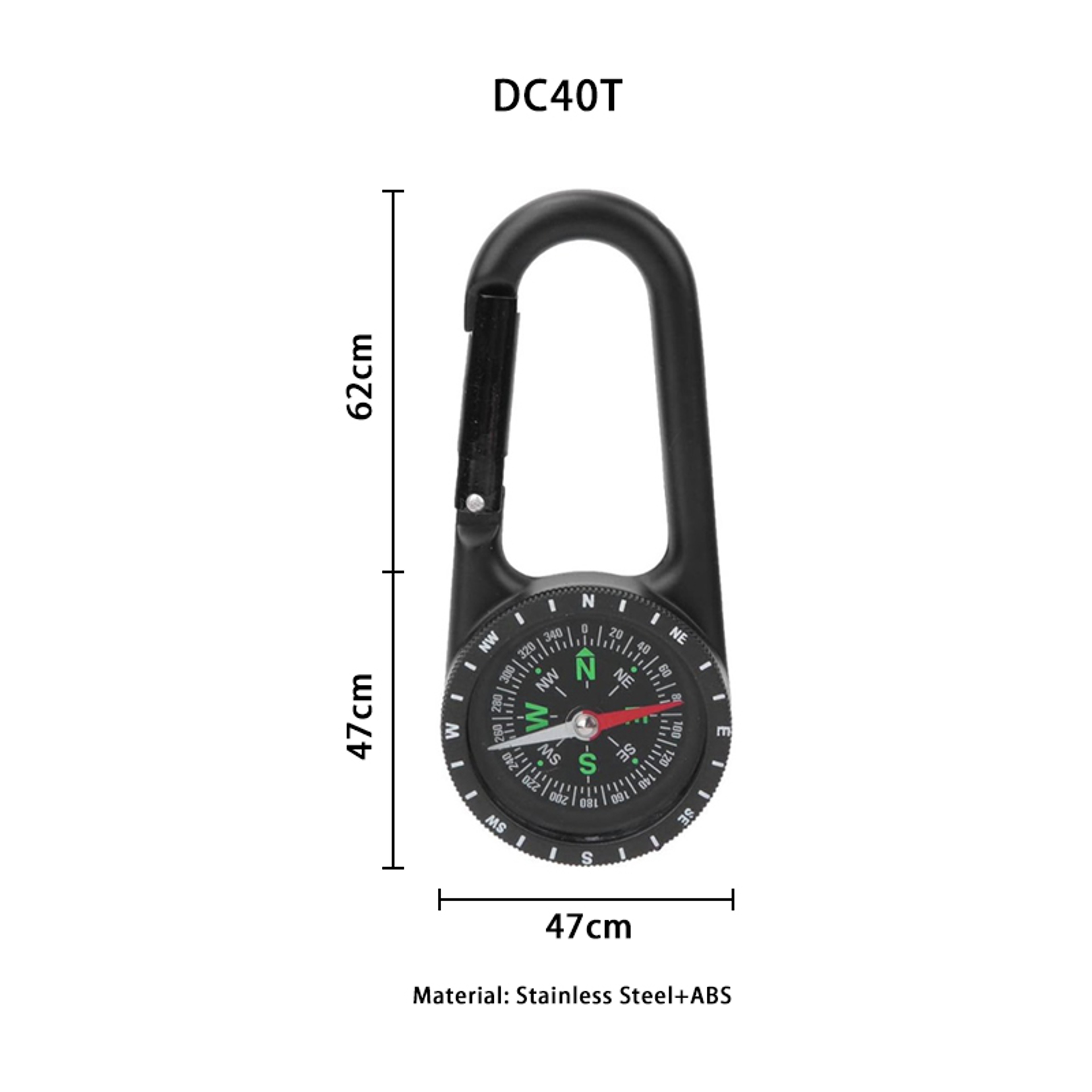 Durable Metal Navigation Compass with Carabiner Clamp On Survival Compass – view 7