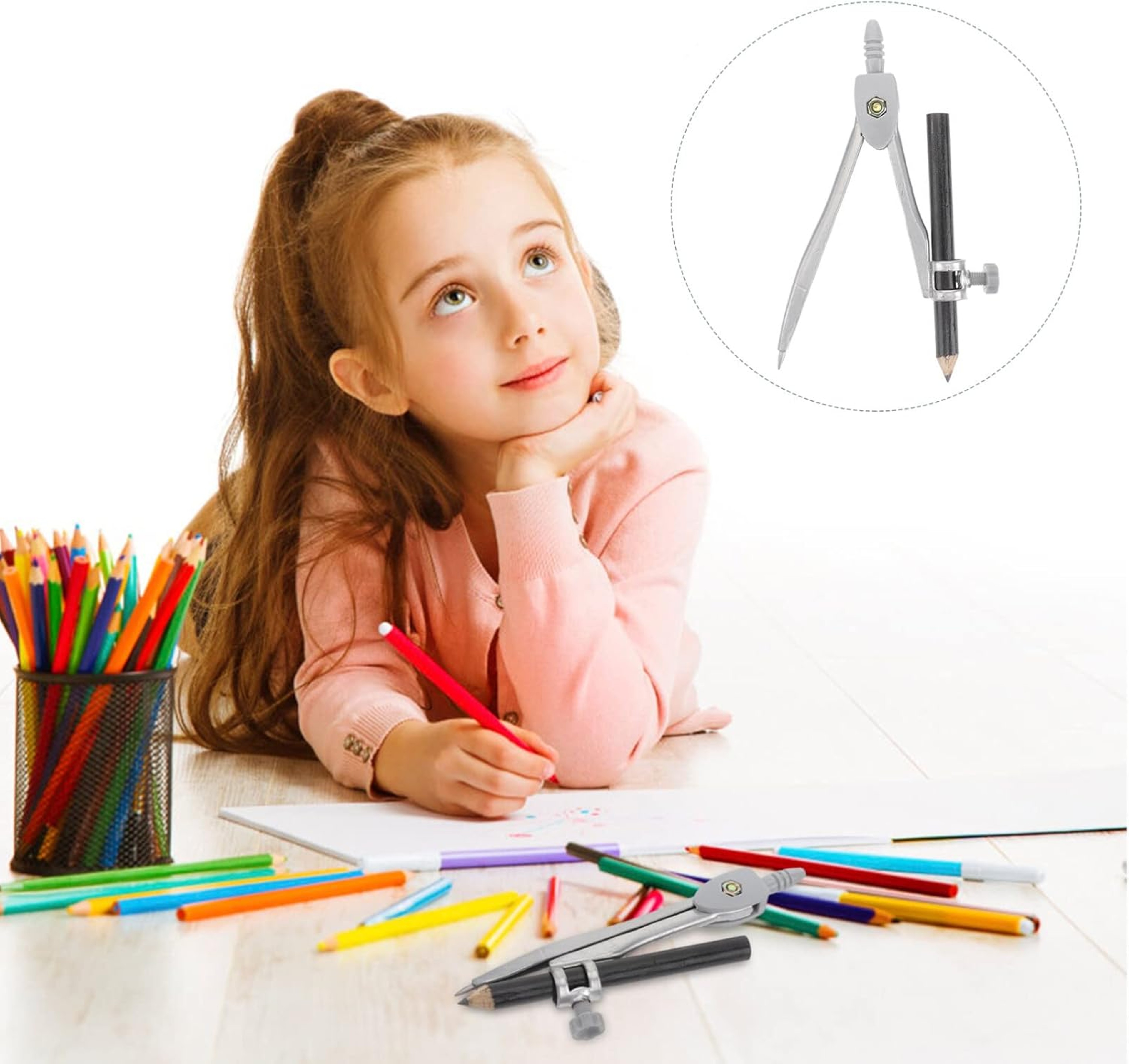 Professional Metal Geometry Compass with Pencil Set Precision Drawing Tool – view 4