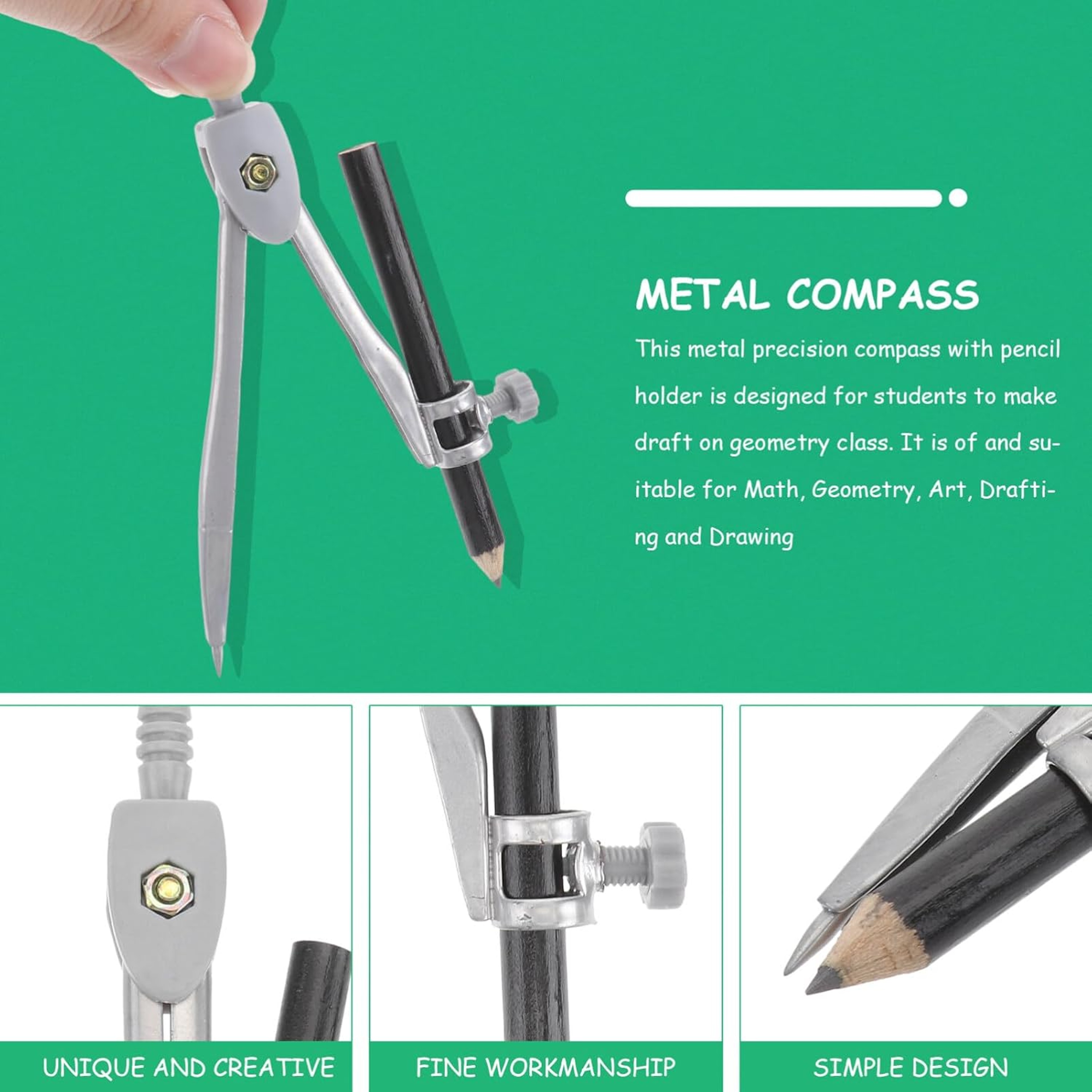 Professional Metal Geometry Compass with Pencil Set Precision Drawing Tool – view 6