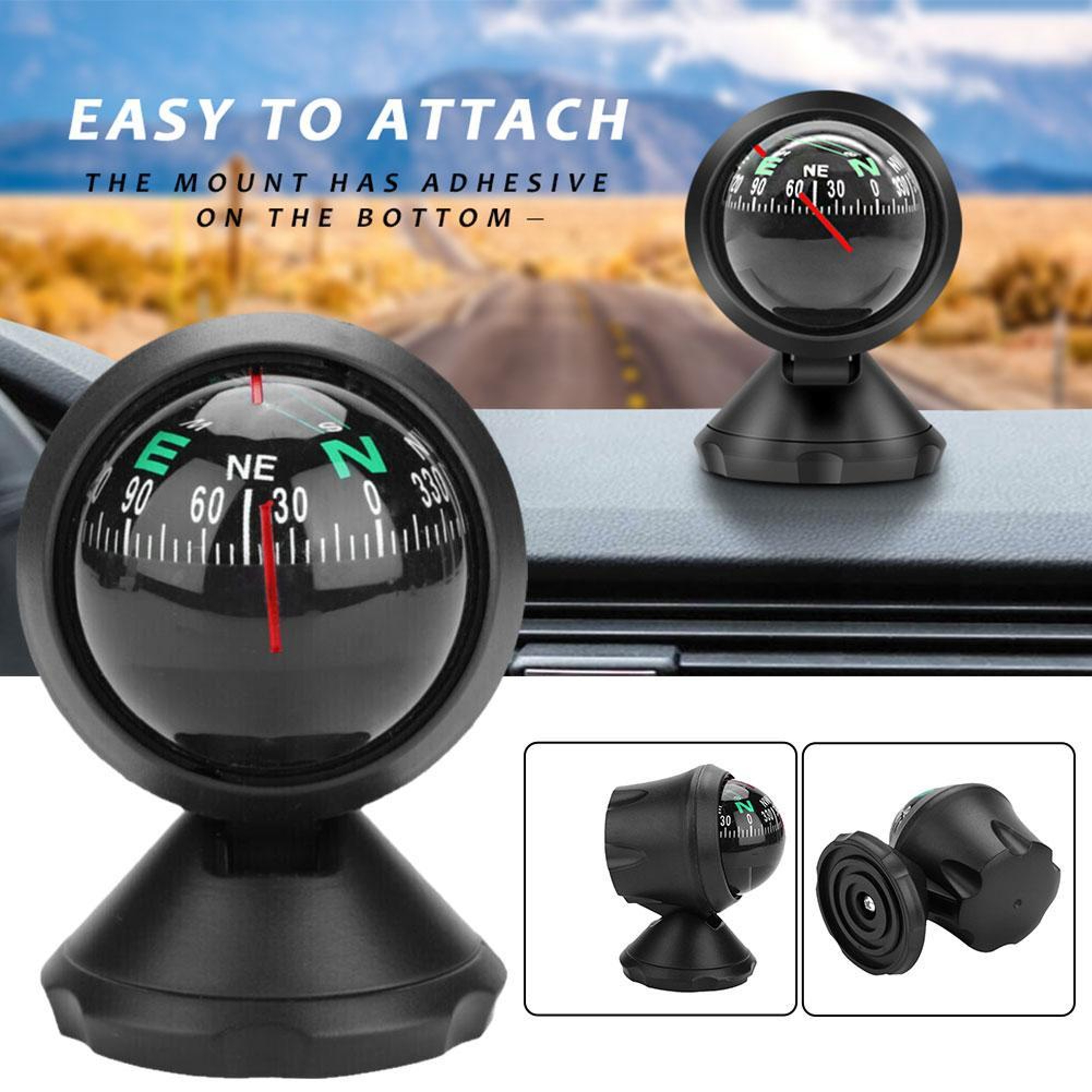 High Precision Car Compass with Luminous Guide Ball Interior Navigation Tool – view 2