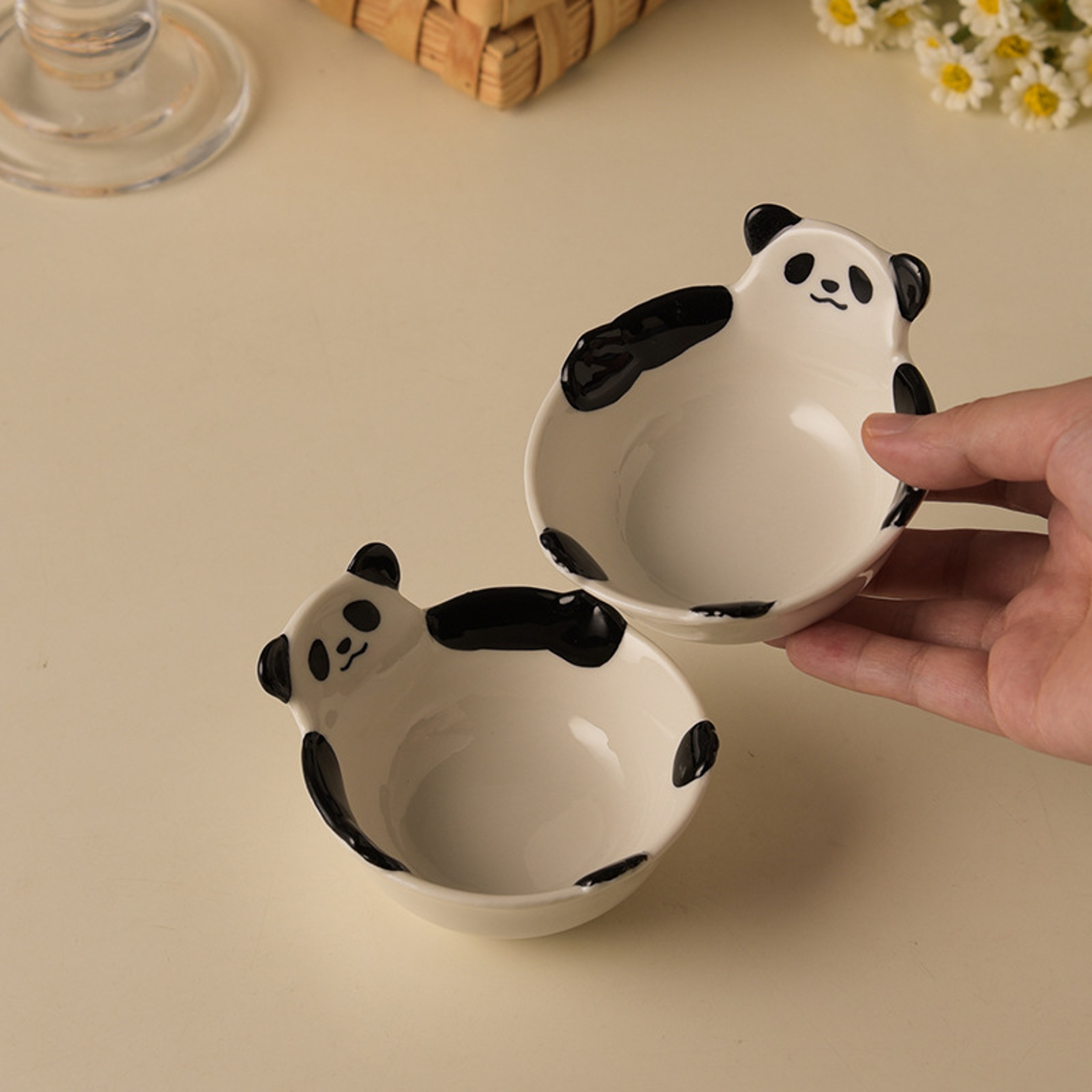 Cute Panda Ceramic Dipping Dish Small Sauce Bowl for Dumplings Vinegar Hot Pot Seasoning – view 2