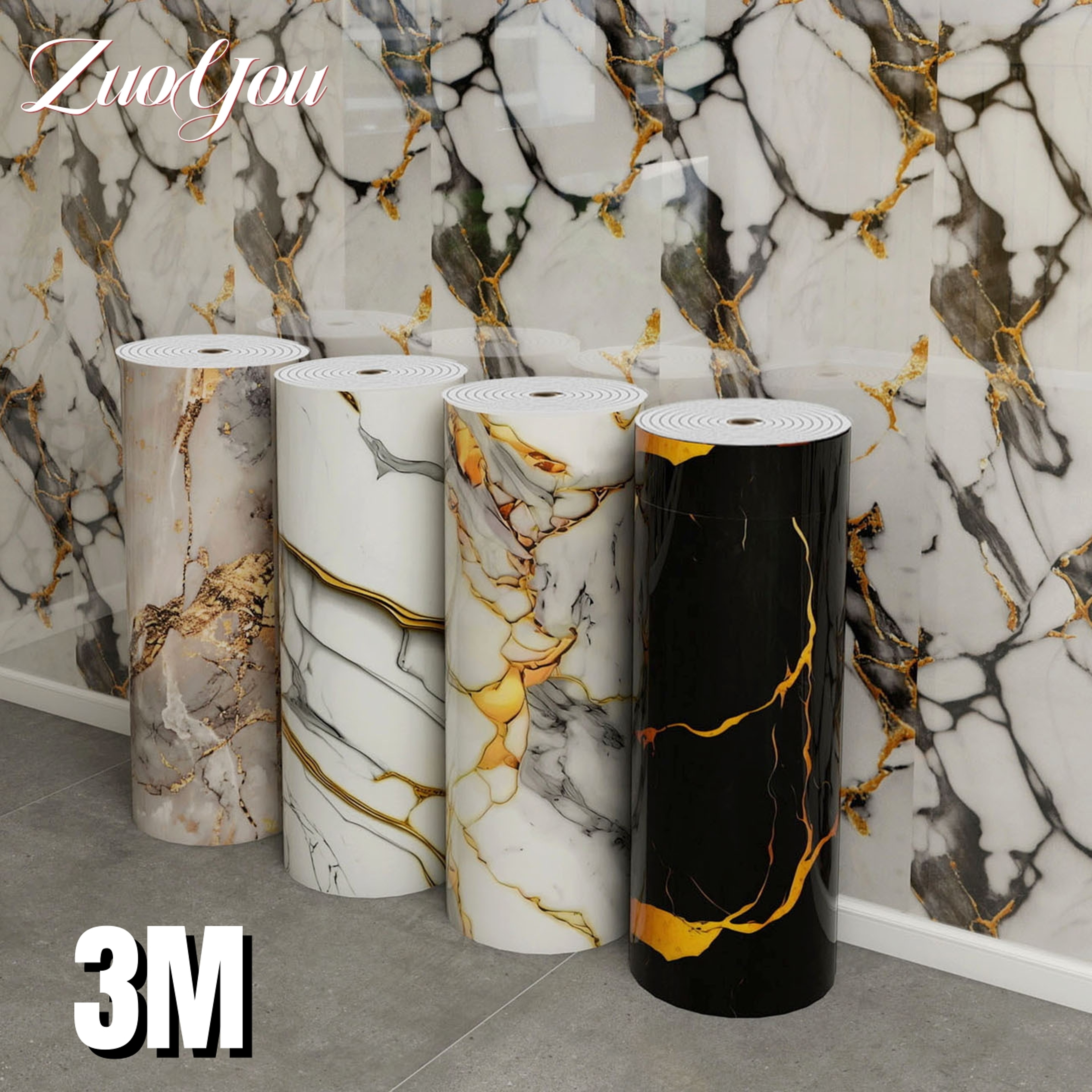Marble Peel And Stick Wall Panels Waterproof Foam Wallpaper For Home Renovation 0