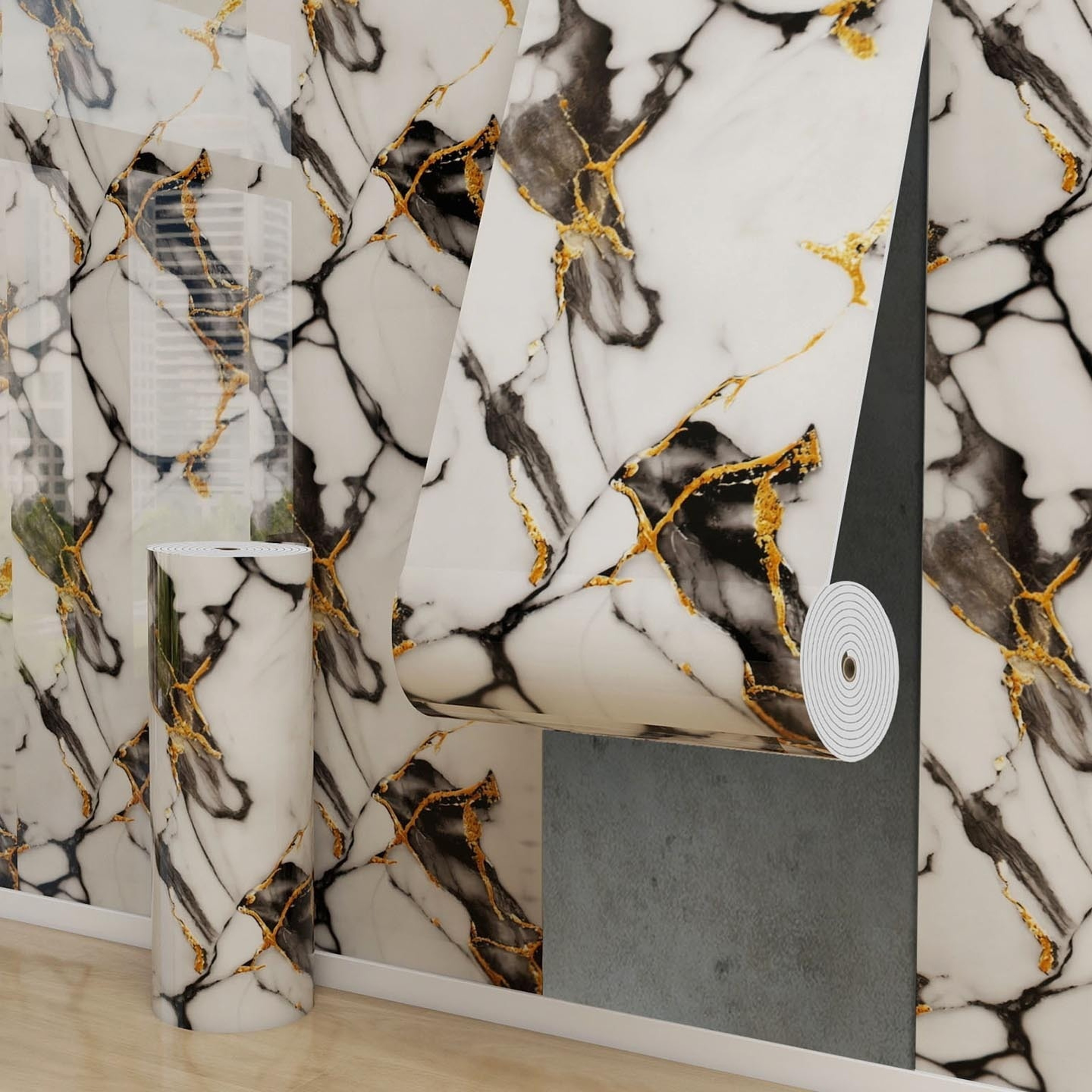 Marble Peel And Stick Wall Panels Waterproof Foam Wallpaper For Home Renovation 11