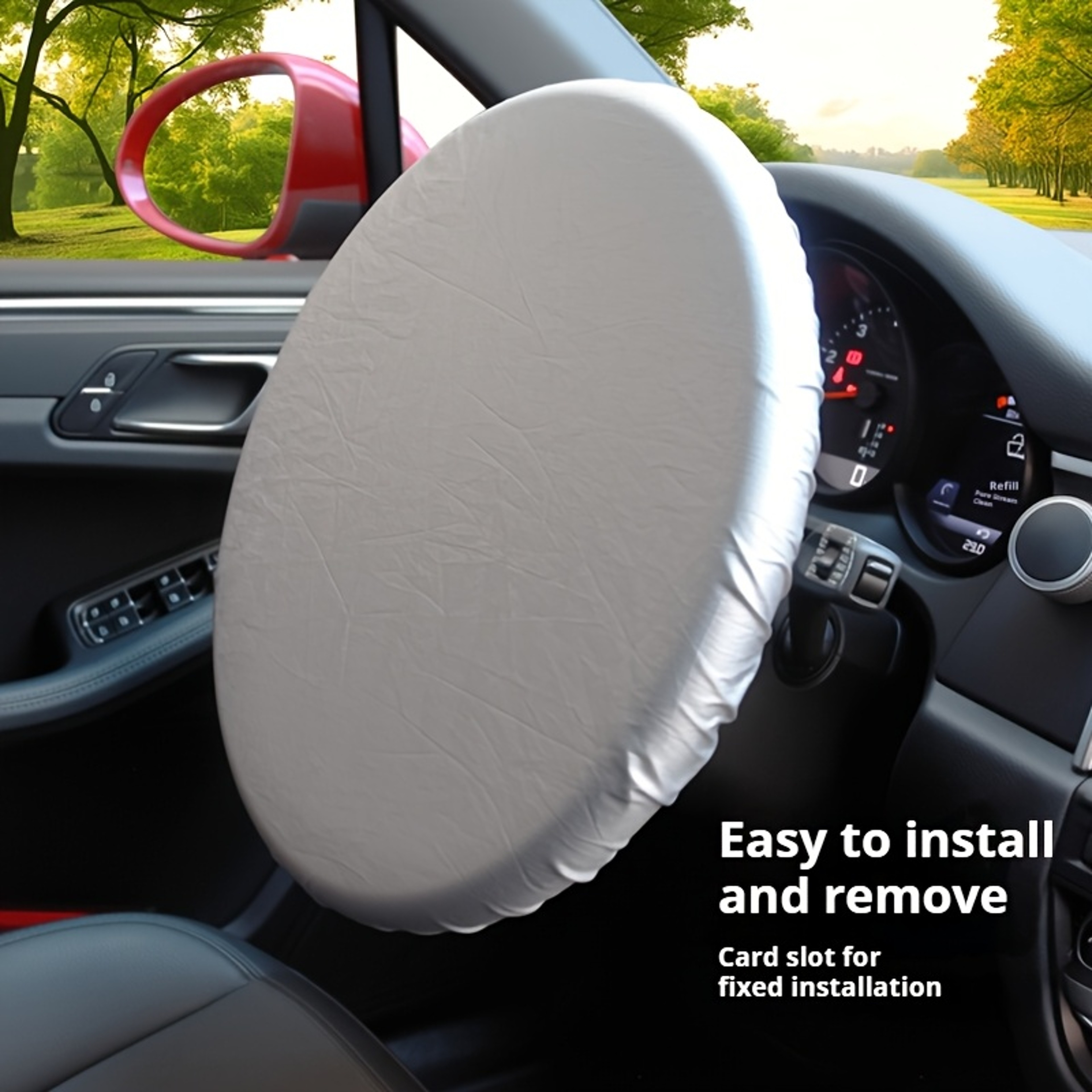 Universal Car Steering Wheel Cover Sunshade Heat Insulation Anti UV Protector – view 1