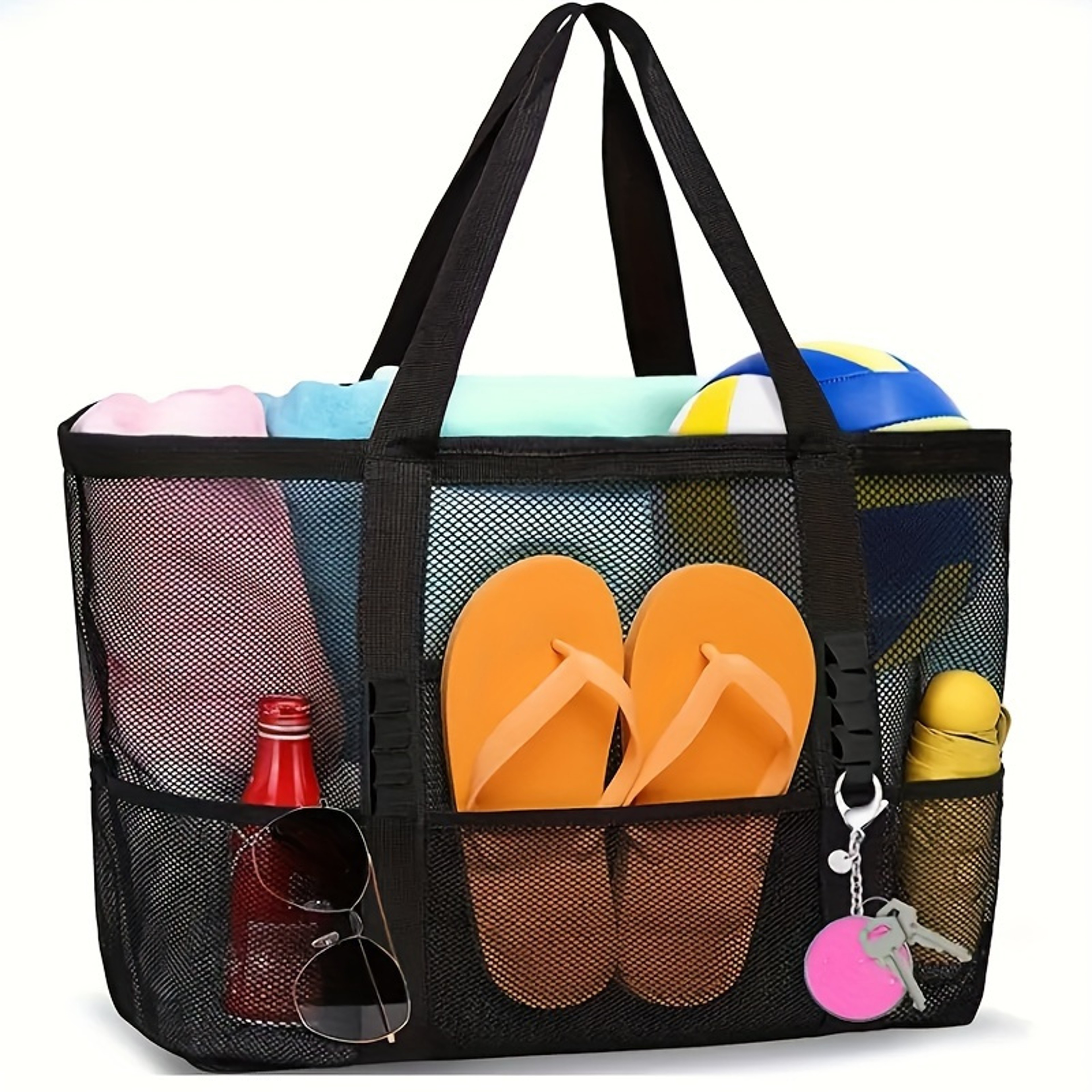 Large Capacity Mesh Beach Bag Waterproof Tote For Swimming Pool Gym Travel 3