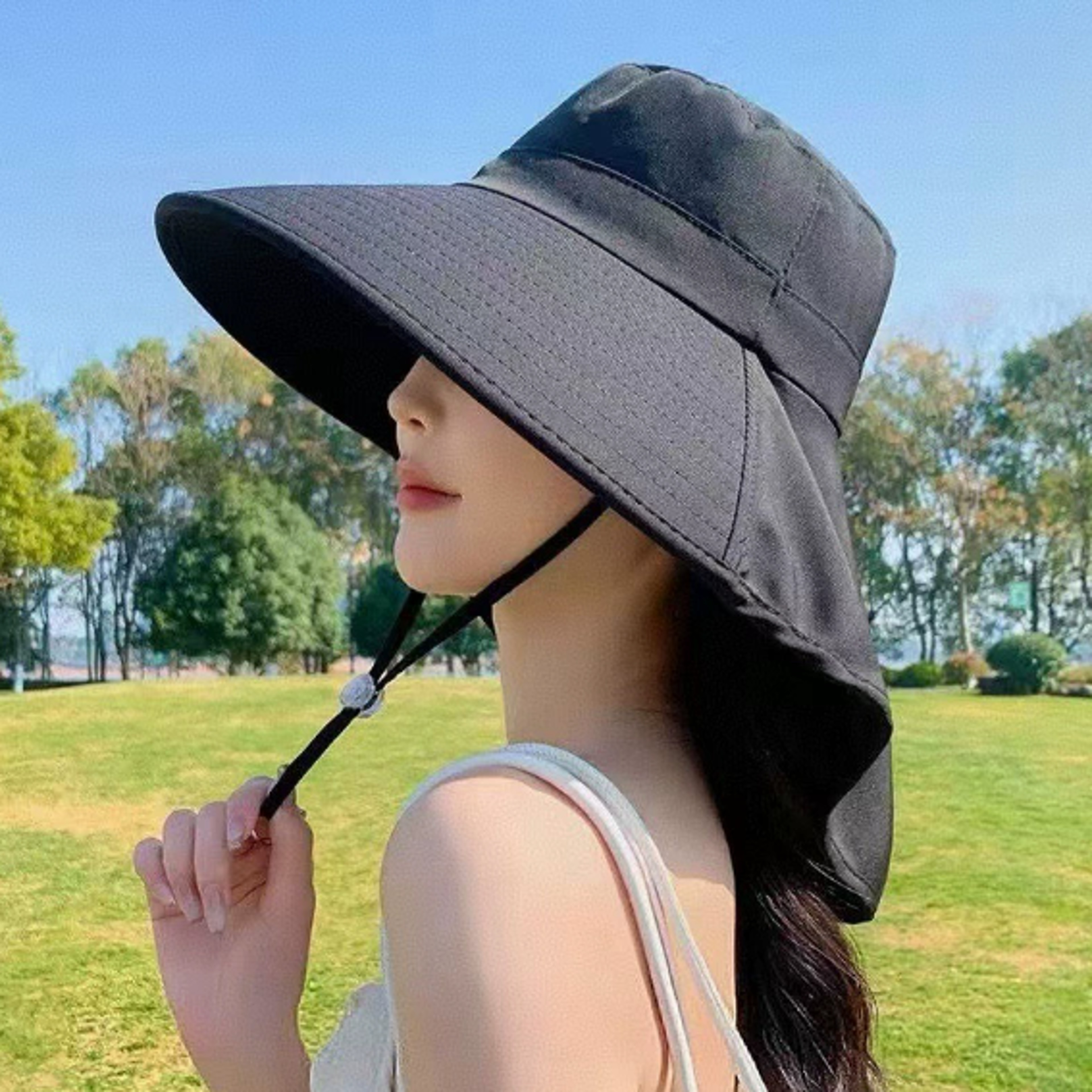 Korean Women Summer Sun Hat Large Brim Sun Protection Fisherman Cap 6