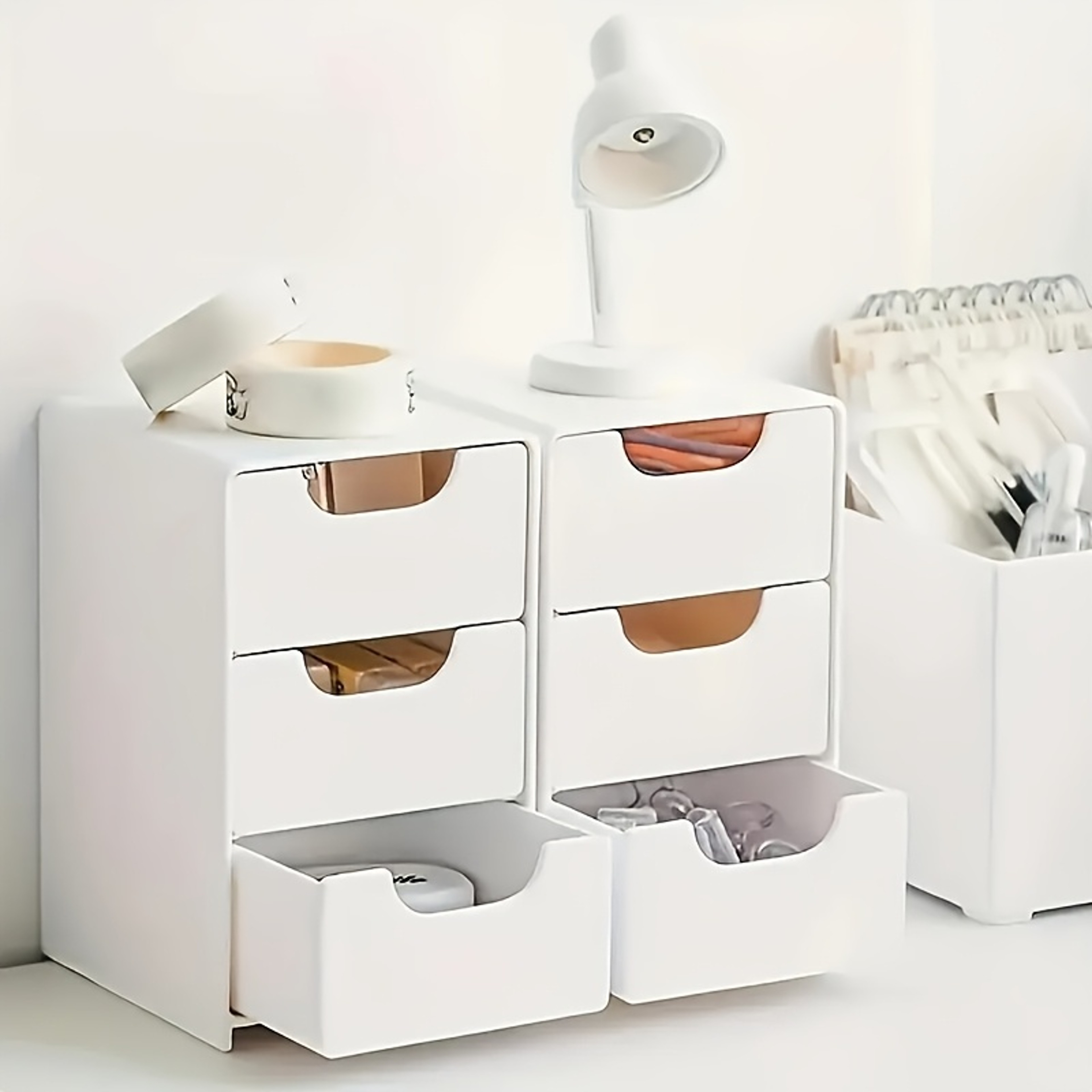 Desk Organizer with Drawers Portable Storage Box for Office Supplies Jewelry and Cosmetics – view 3