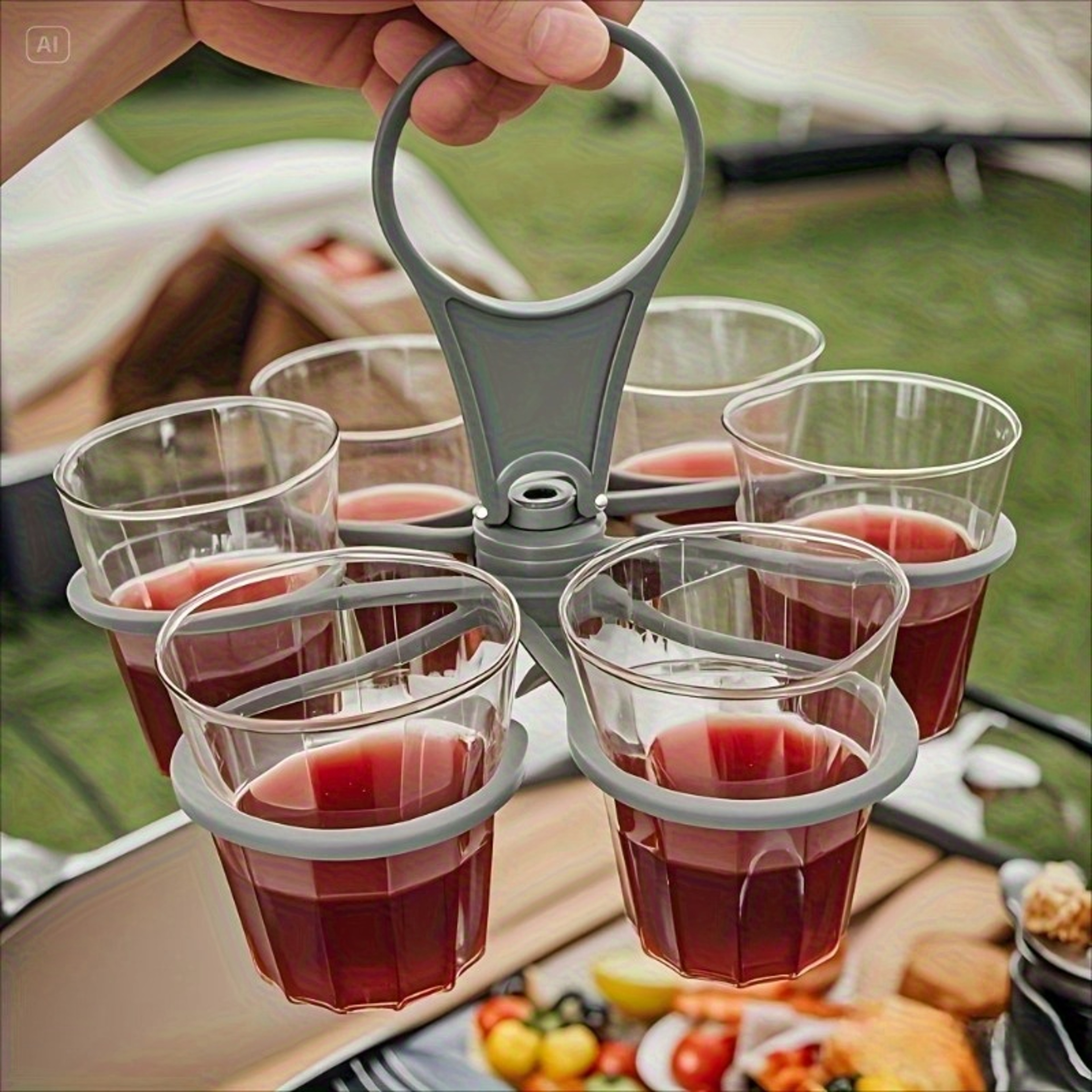 Foldable Six Cup Coffee Glass Holder Portable Carousel Rack For Camping And Home Bar 1