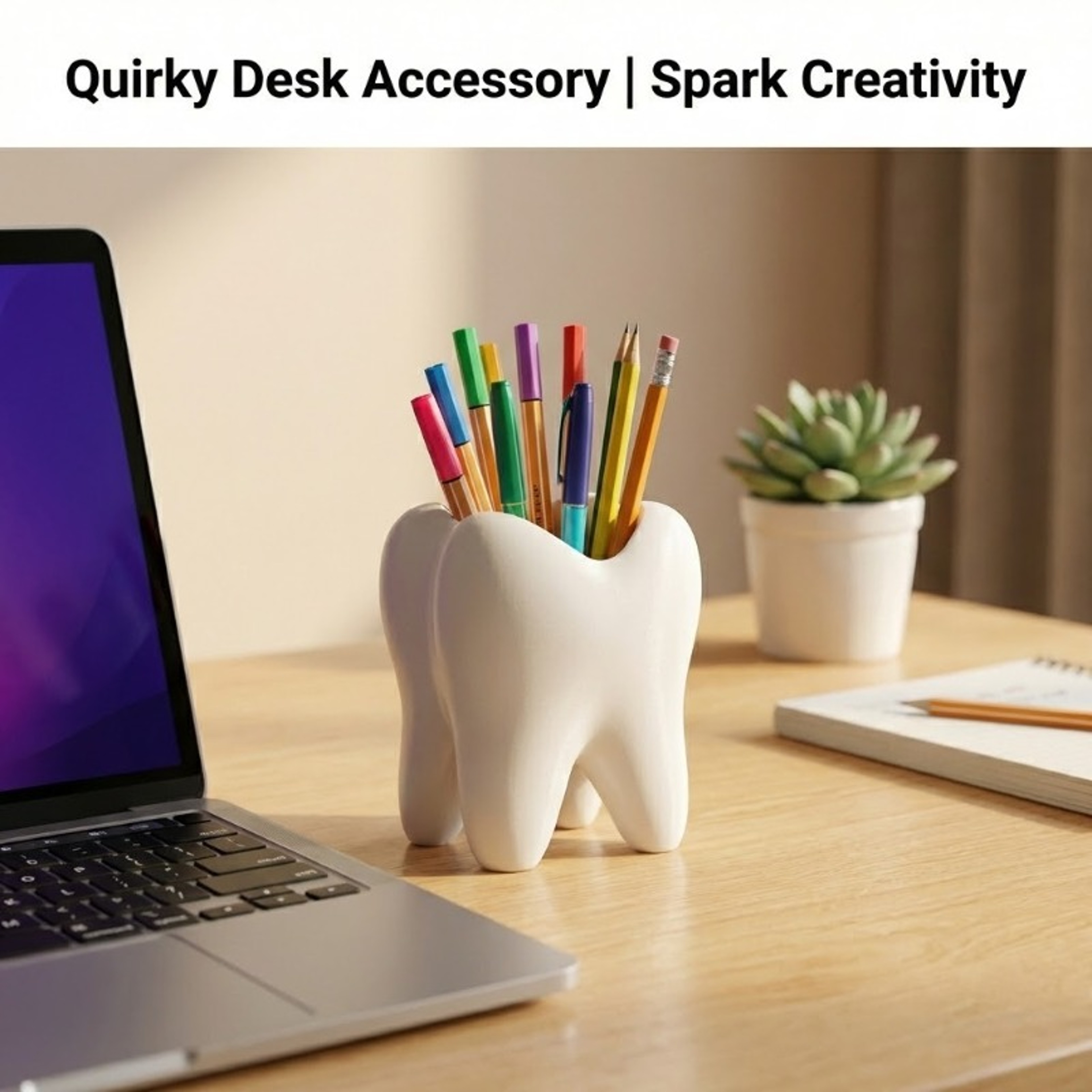 Tooth Shaped Organizer Holder For Toothbrush Makeup And Desk Storage 0