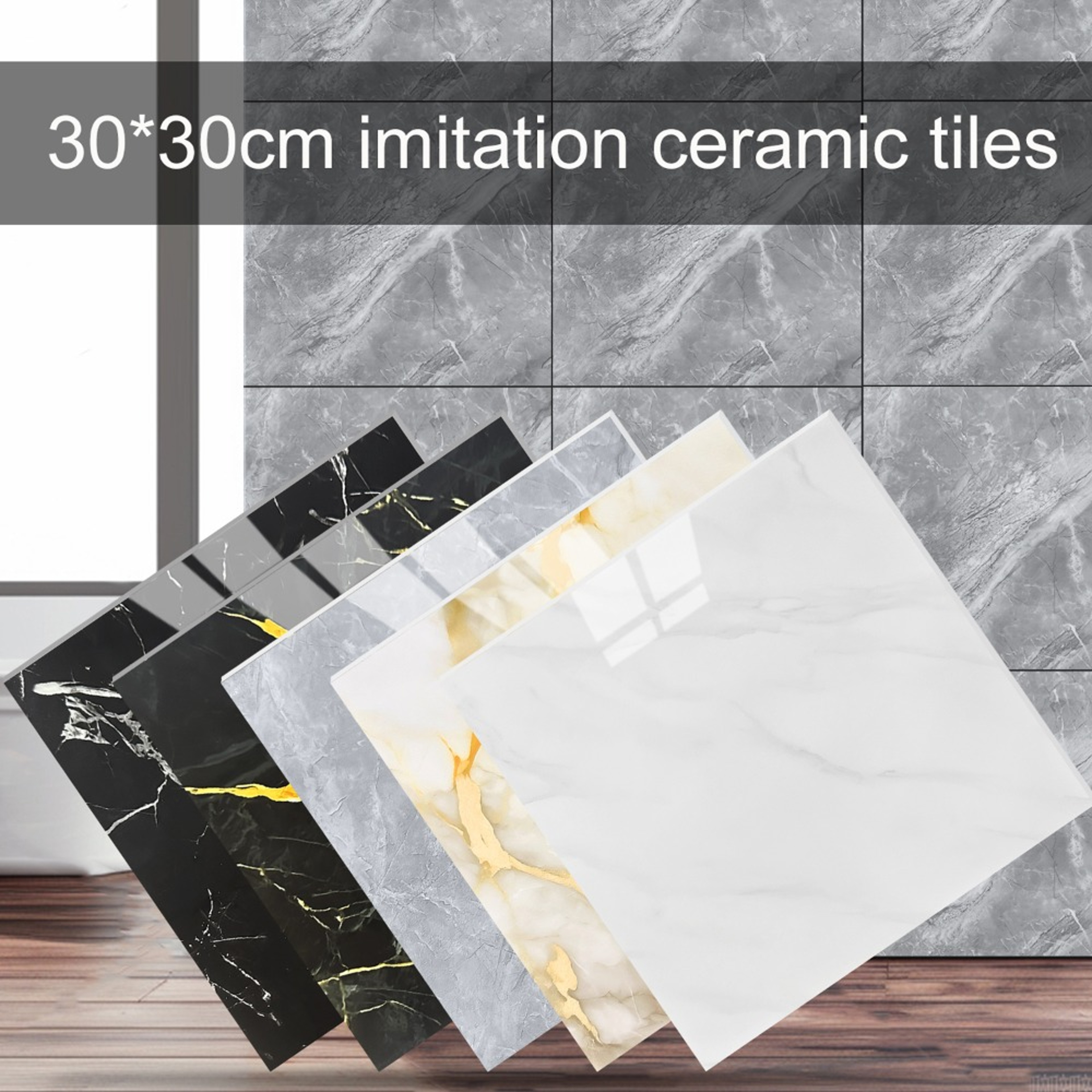 Tile Wall Stickers Waterproof Self Adhesive Kitchen Bathroom Decor Panels 0