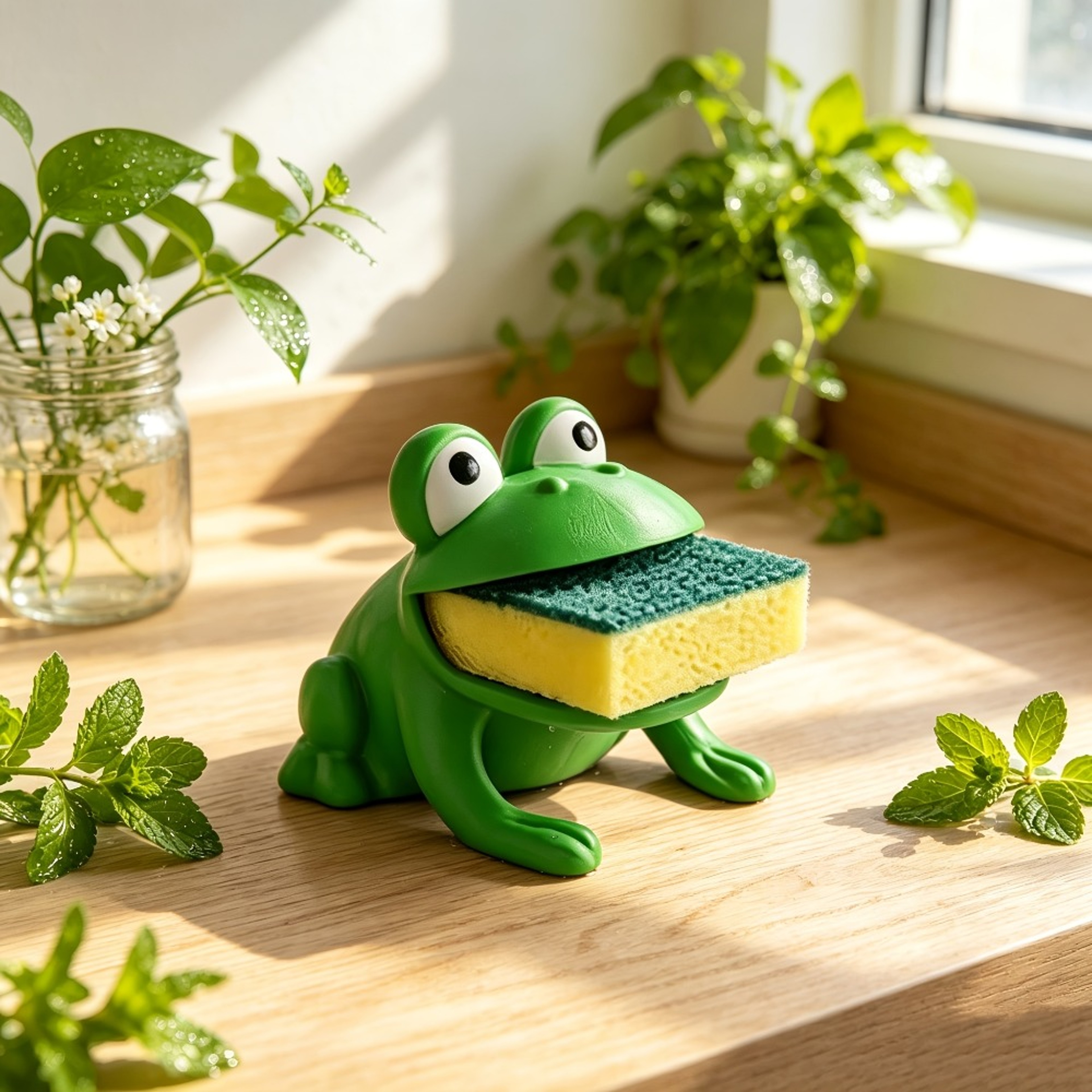 Frog Shaped Sponge Holder Draining Dish Brush Organizer for Kitchen Sink Countertop – view 1