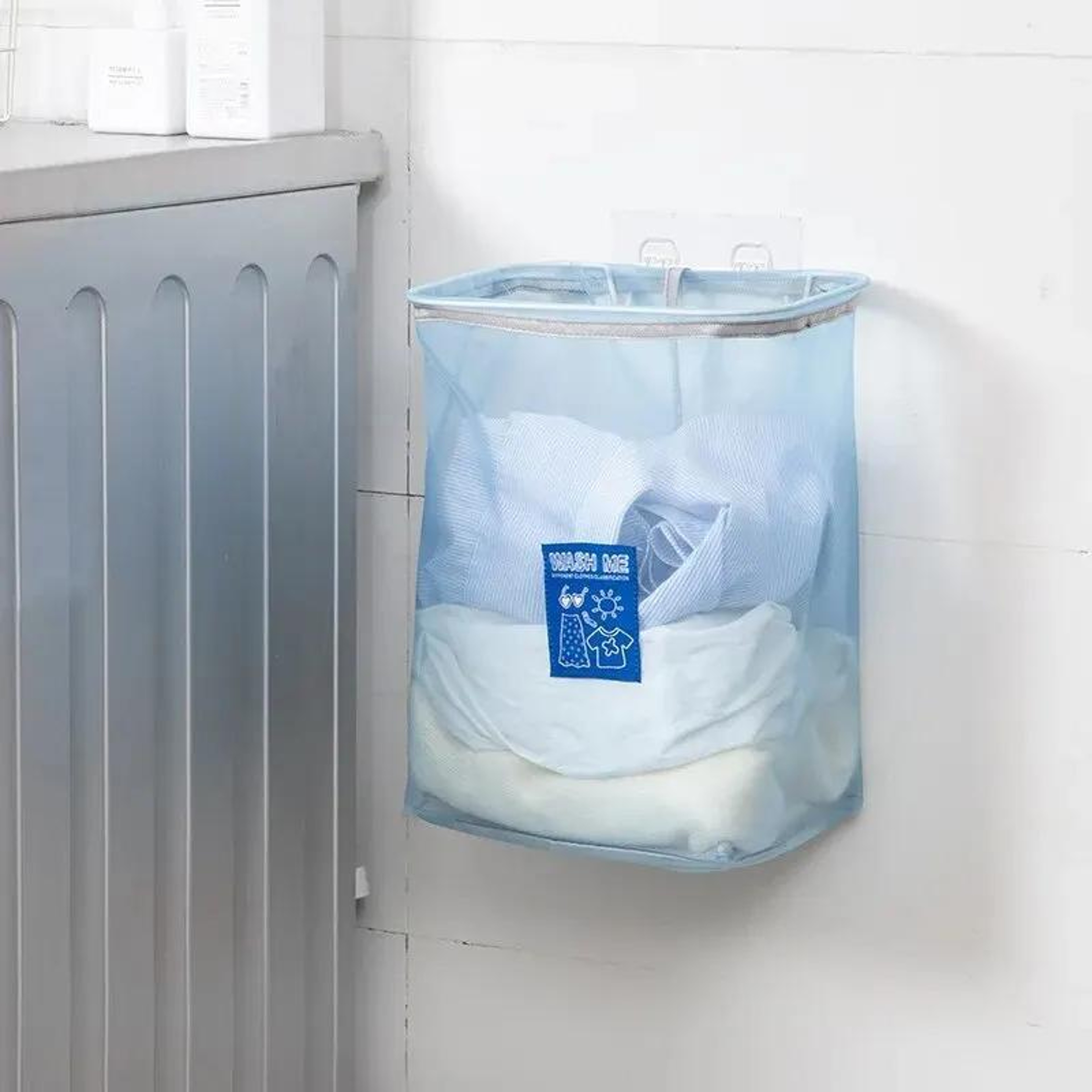 Foldable Wall Mounted Laundry Basket Space Saving Dirty Clothes Storage Hamper – view 1